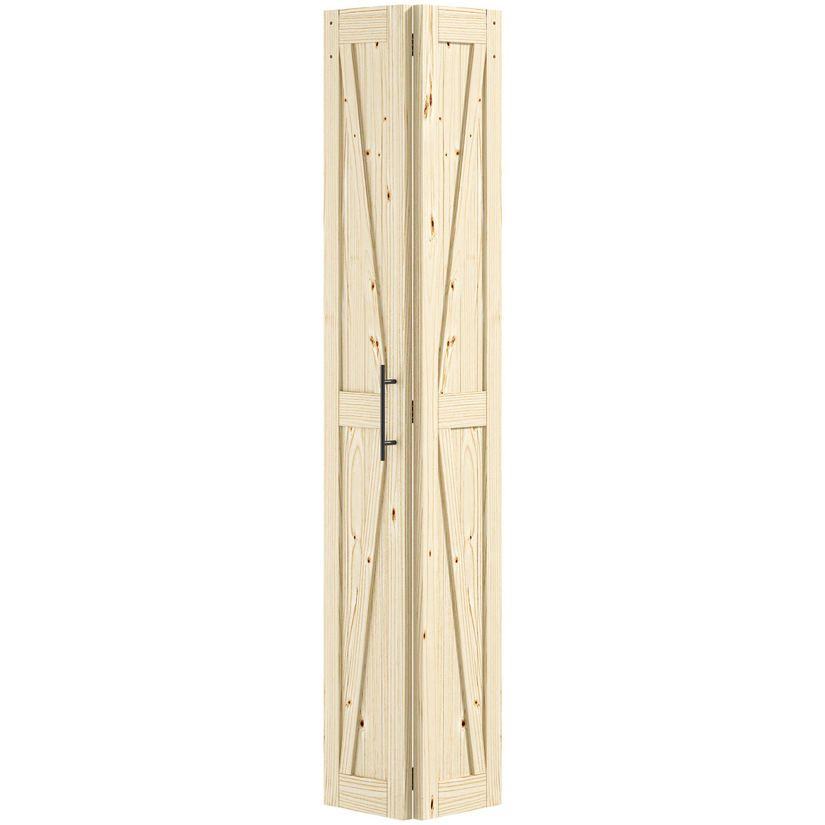AHCEDARS Bifold Barn Door,Bi-Fold Sliding Closet Doors,Pine,No Assembly Required,Without Hardware Kit
