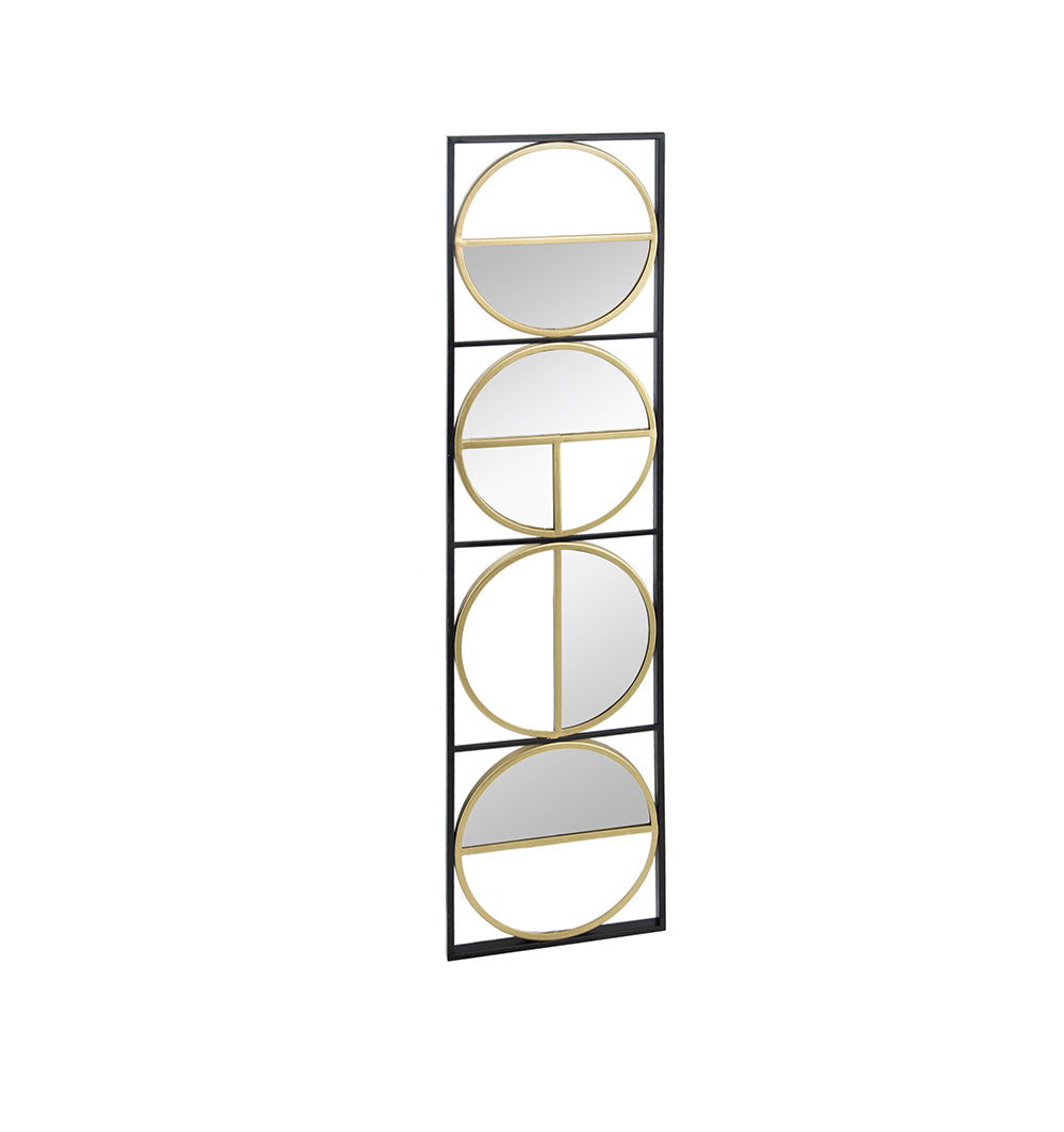 47.2" Eclectic Styling Metal Beaded Black Wall Mirror with Contemporary Design for Bedroom,Liveroom & Entryway