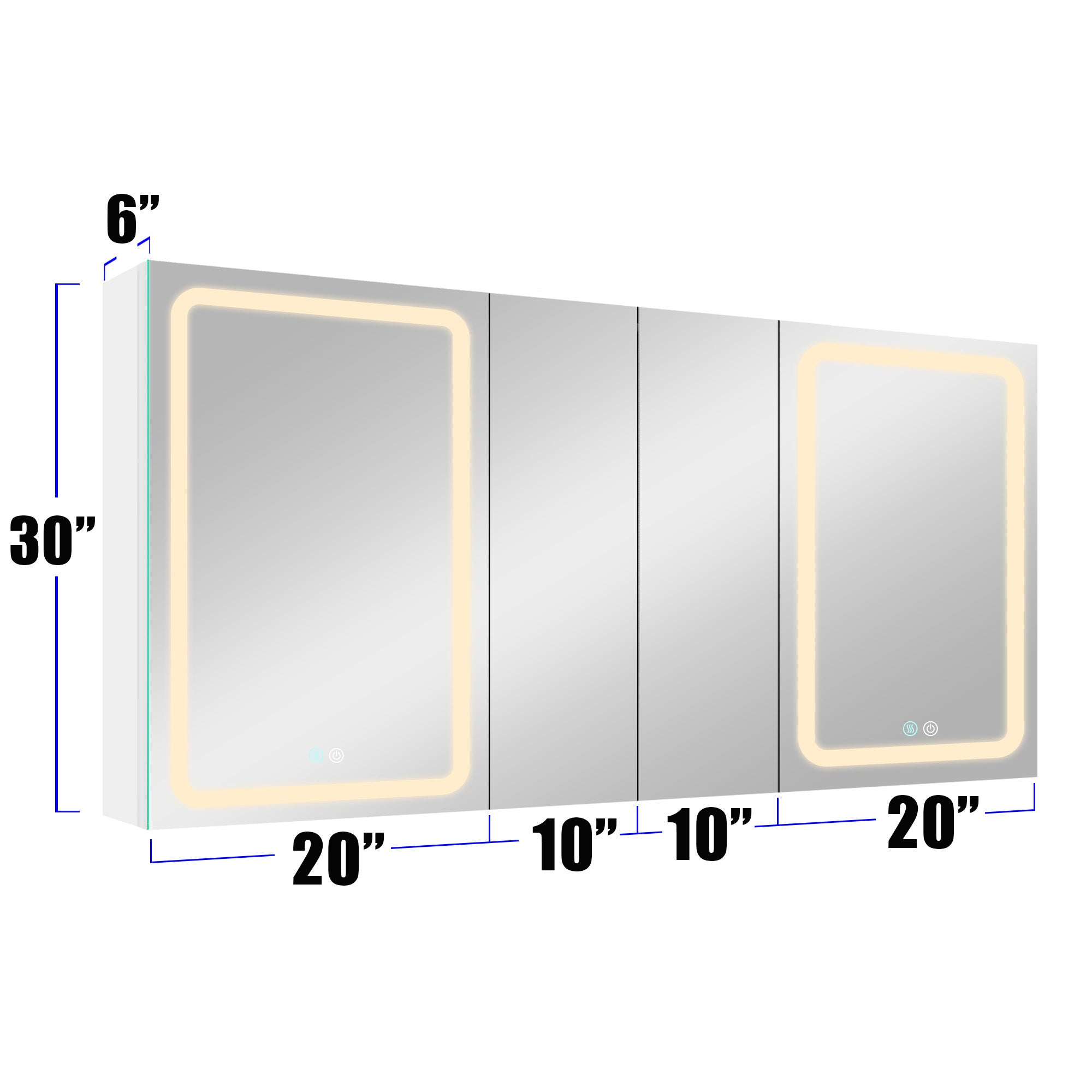 60x30 Inch LED Bathroom Medicine Cabinet Surface Mount Double Door Lighted Medicine Cabinet, Medicine Cabinets for Bathroom with Mirror Defogging, Dimmer White