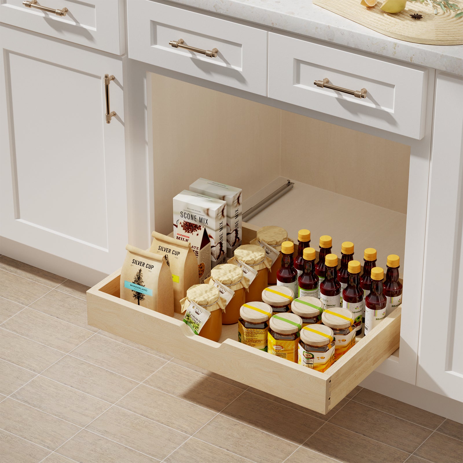 KD-Soft Close Pull Out Cabinet Drawer for Kitchen Cabinets and Pantry