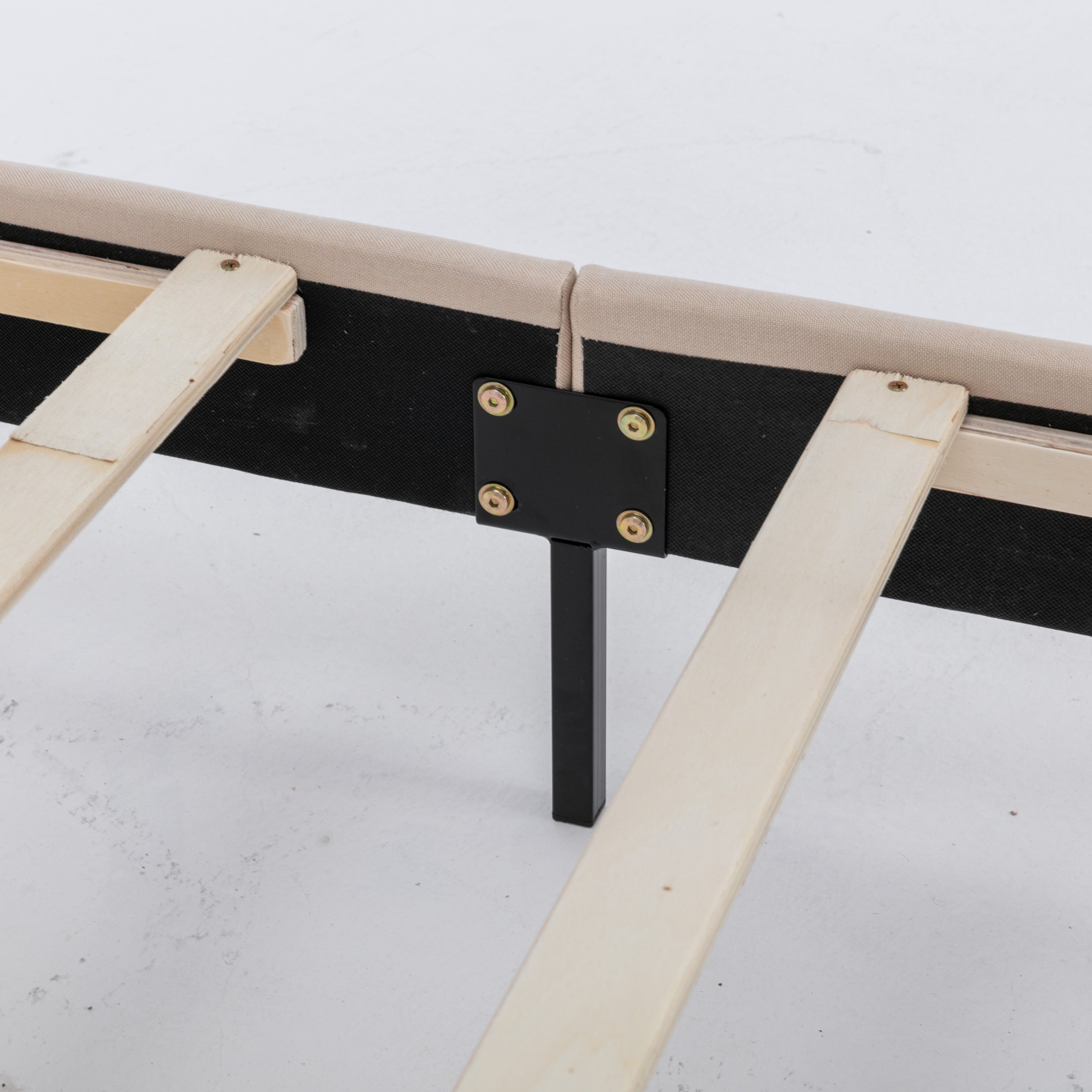 DongHeng King Size Bed with Headboard,Modern Linen Curved Upholstered Platform Bed,Solid Wood Frame,Nailhead Trim,Beige