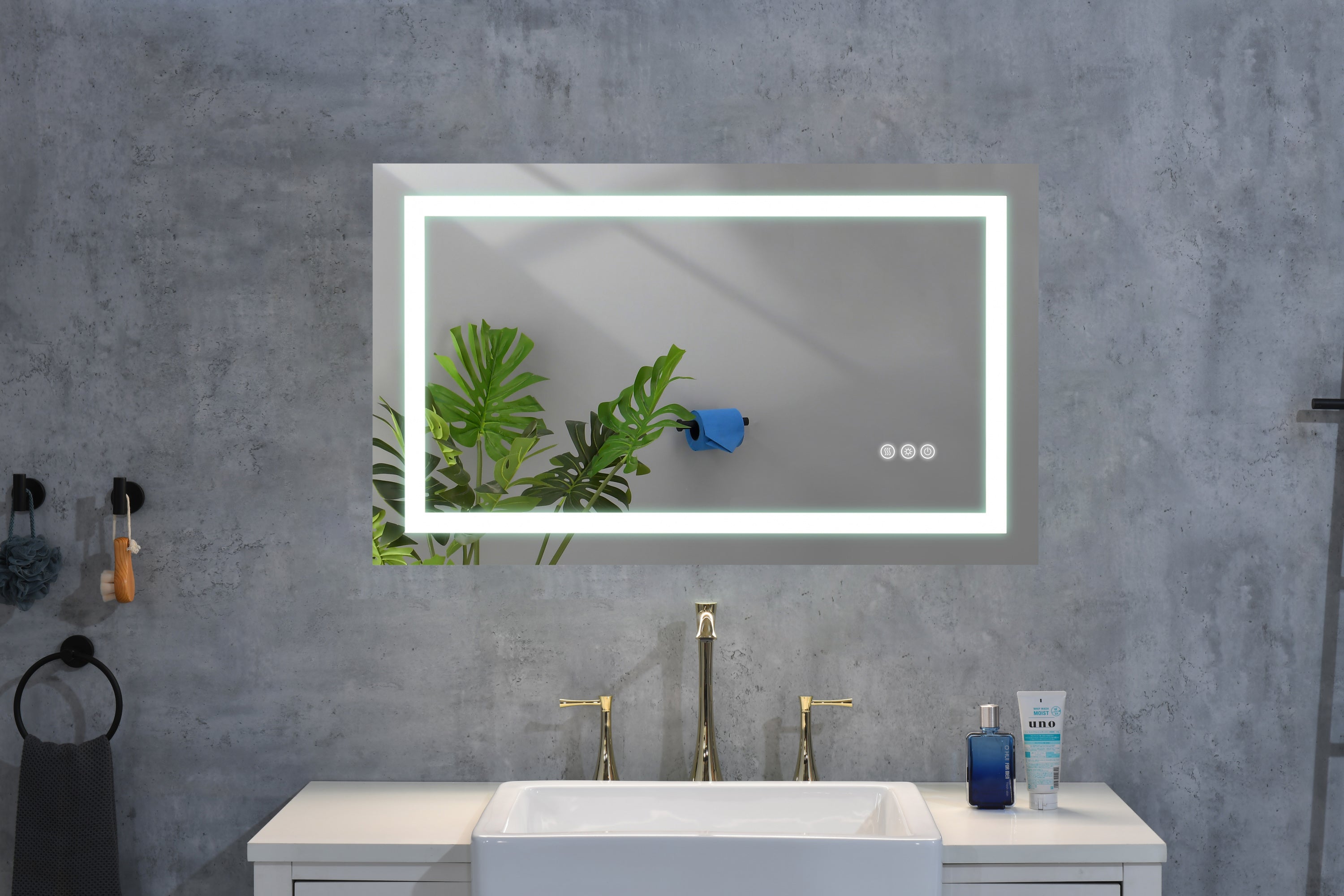 LED Bathroom Mirror 40 "x 30 " with Front and Backlight, Large Dimmable Wall Mirrors with Anti-Fog, Shatter-Proof, Memory, 3 Colors, LED Vanity Mirror