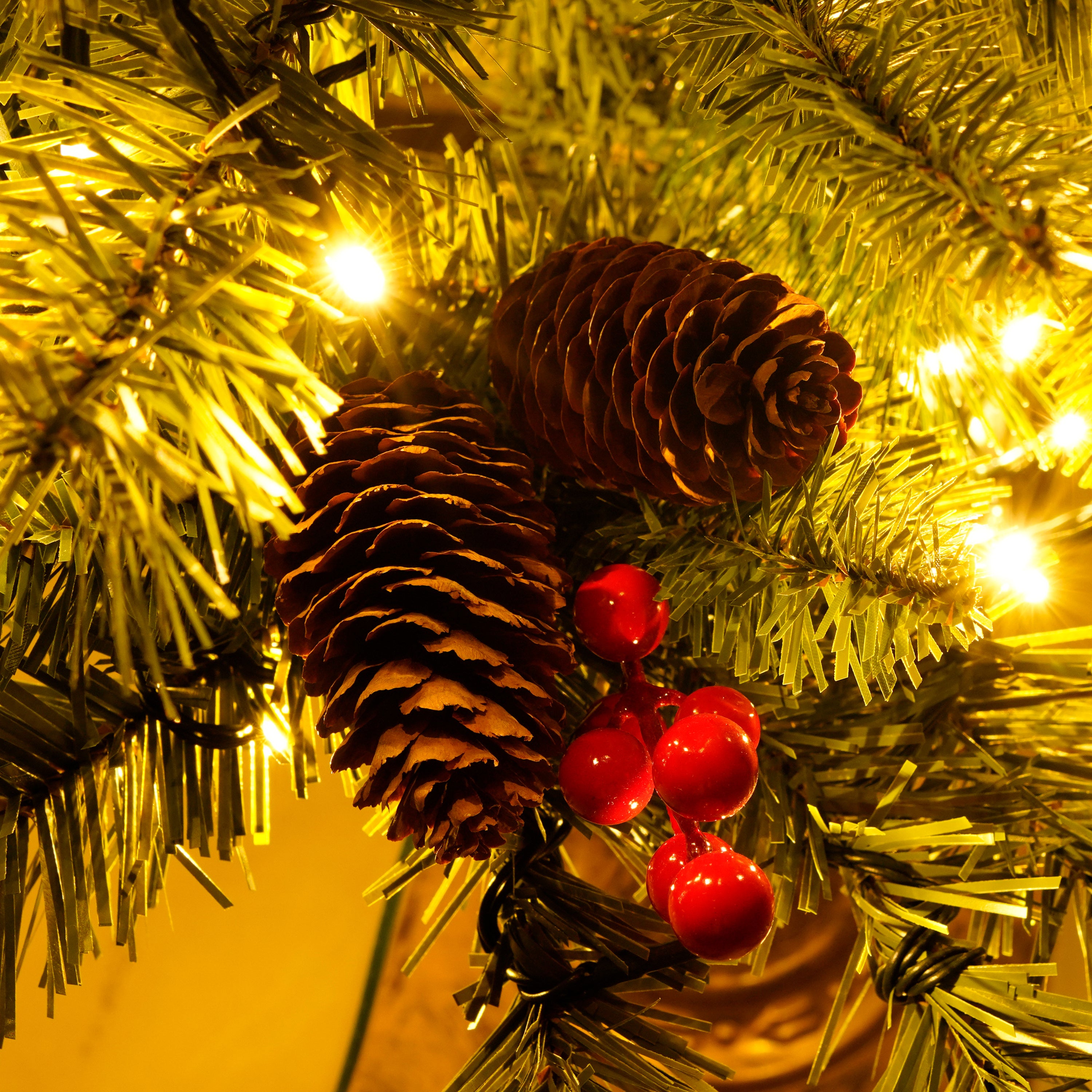 Xmas Tree Artificial Christmas 4-Piece Set,Garland, Wreath and Set of 2 3FT Entrance Trees X-mas with LED Lights, Christmas Tree