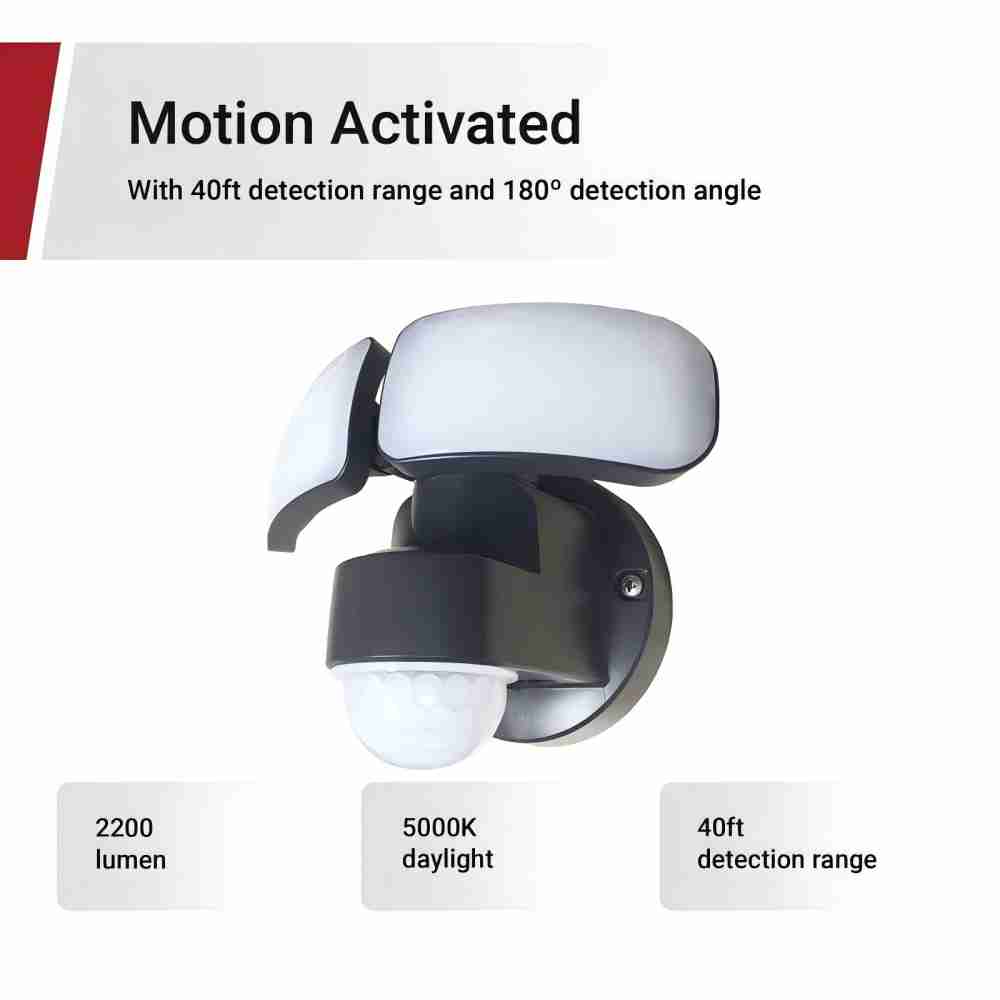 200-Watt Equivalent 2200 Lumen with a Convenient Switch Black Motion Sensing LED Flood Light, 3 Bulbs Included(3-Pack)