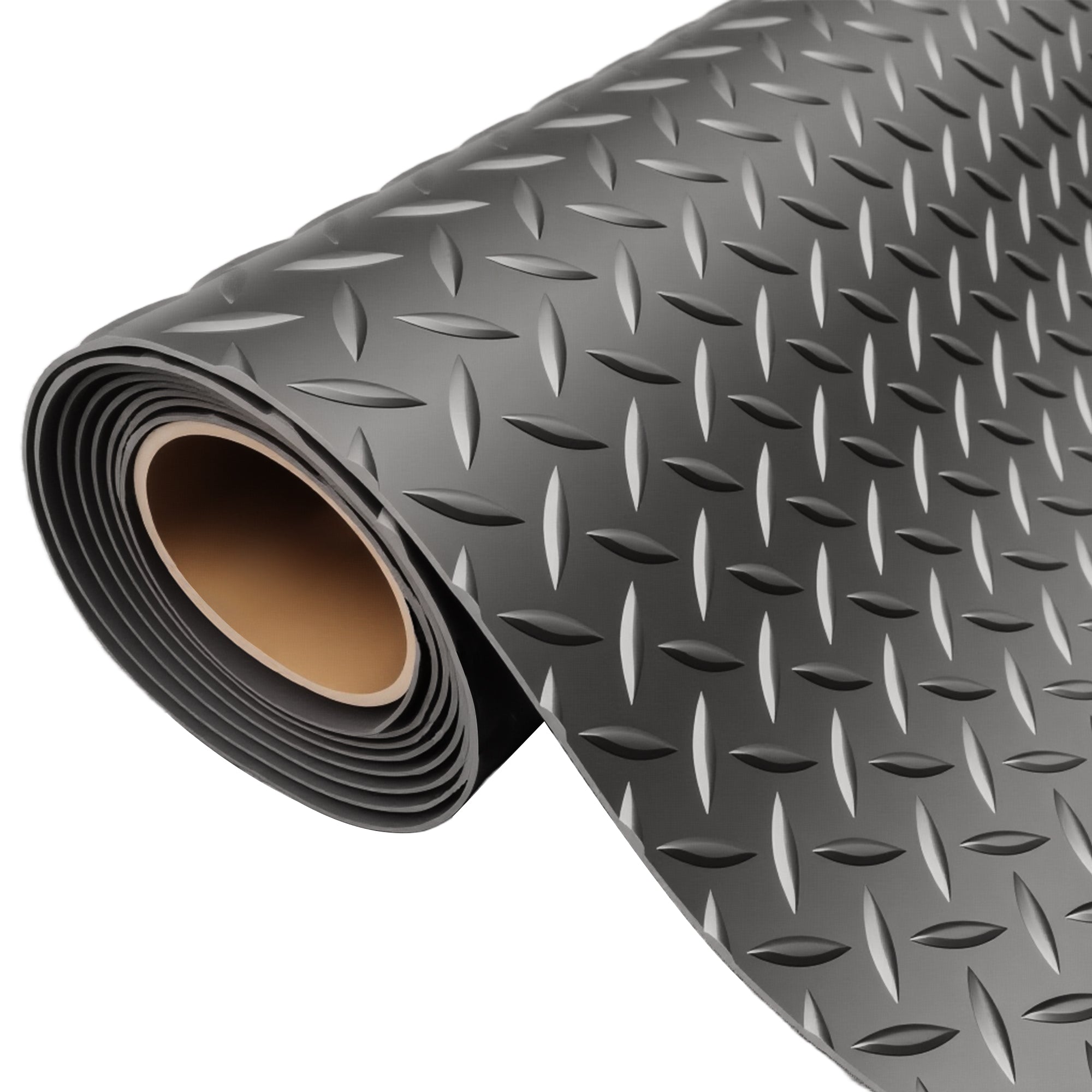 Diamond Plate 7.9 ft. x 16 ft. Black PVC Garage Flooring Rolls