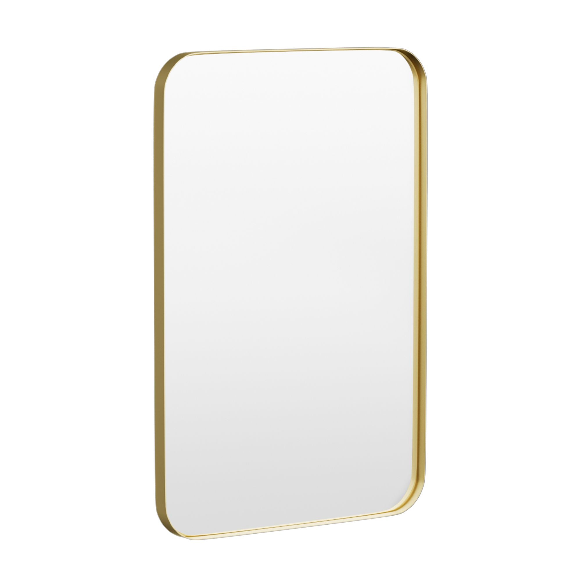 24 in. W x 36 in. H Tempered Glass Rectangular Framed Wall-Mounted Bathroom Vanity Mirror in Gold