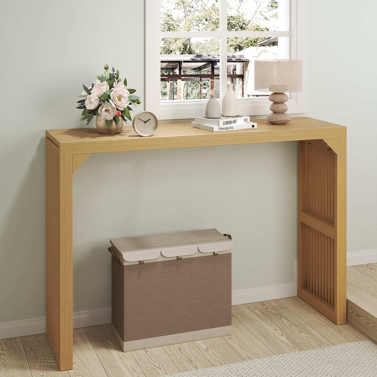 Dining Bench, Indoor Wood Bench for Entryway,Living Room,Kitchen and Bedroom (Nature, Long Bench)