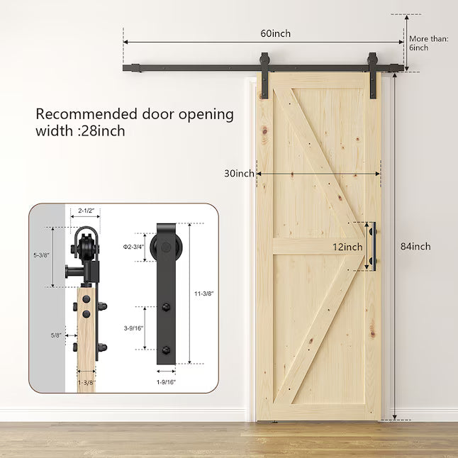 Sliding Barn Doors withHardware Kit Wood Unfinished Solid Pine Barn Doors with Track Kit