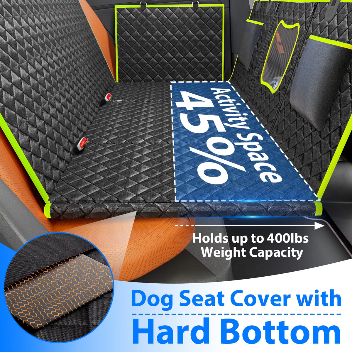 Waterproof Hammock Dog Car Back Seat Cover, Green