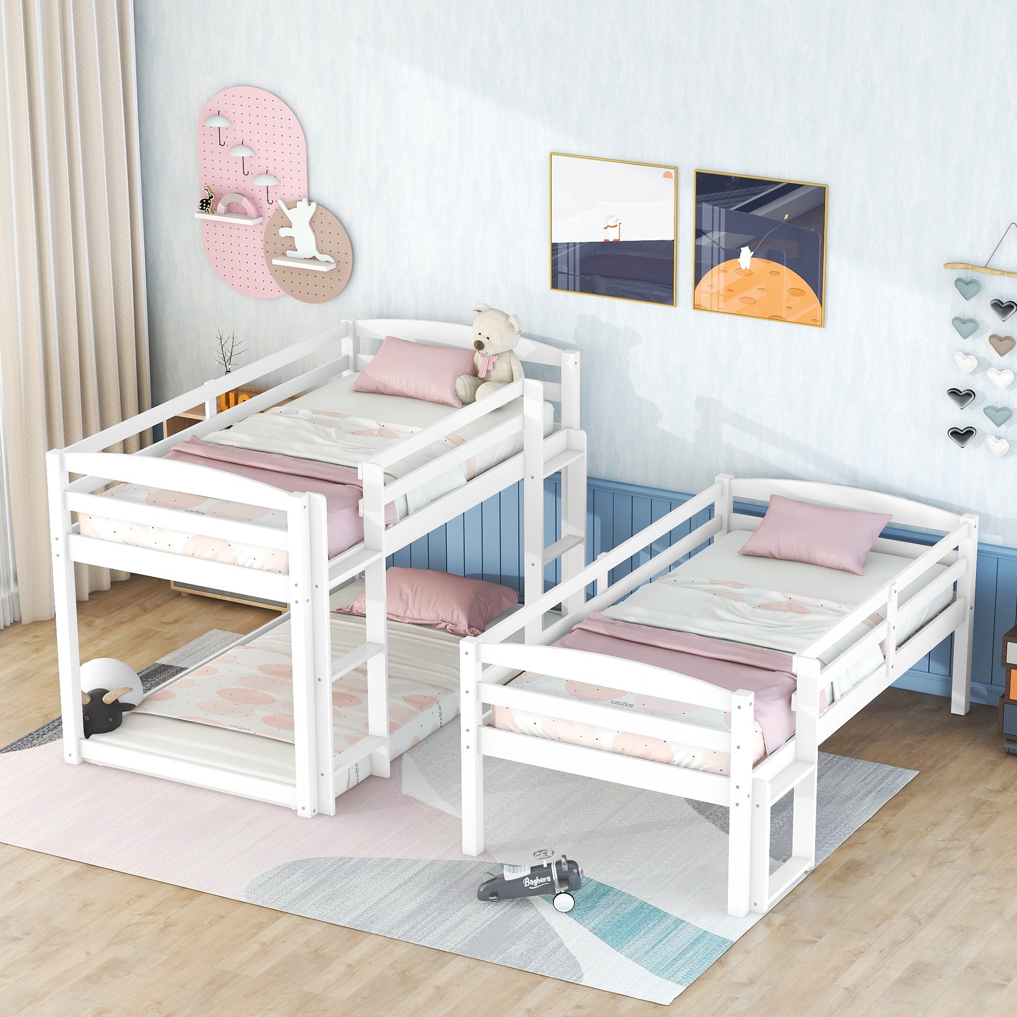 Twin over Twin over Twin Triple Bunk Bed,White