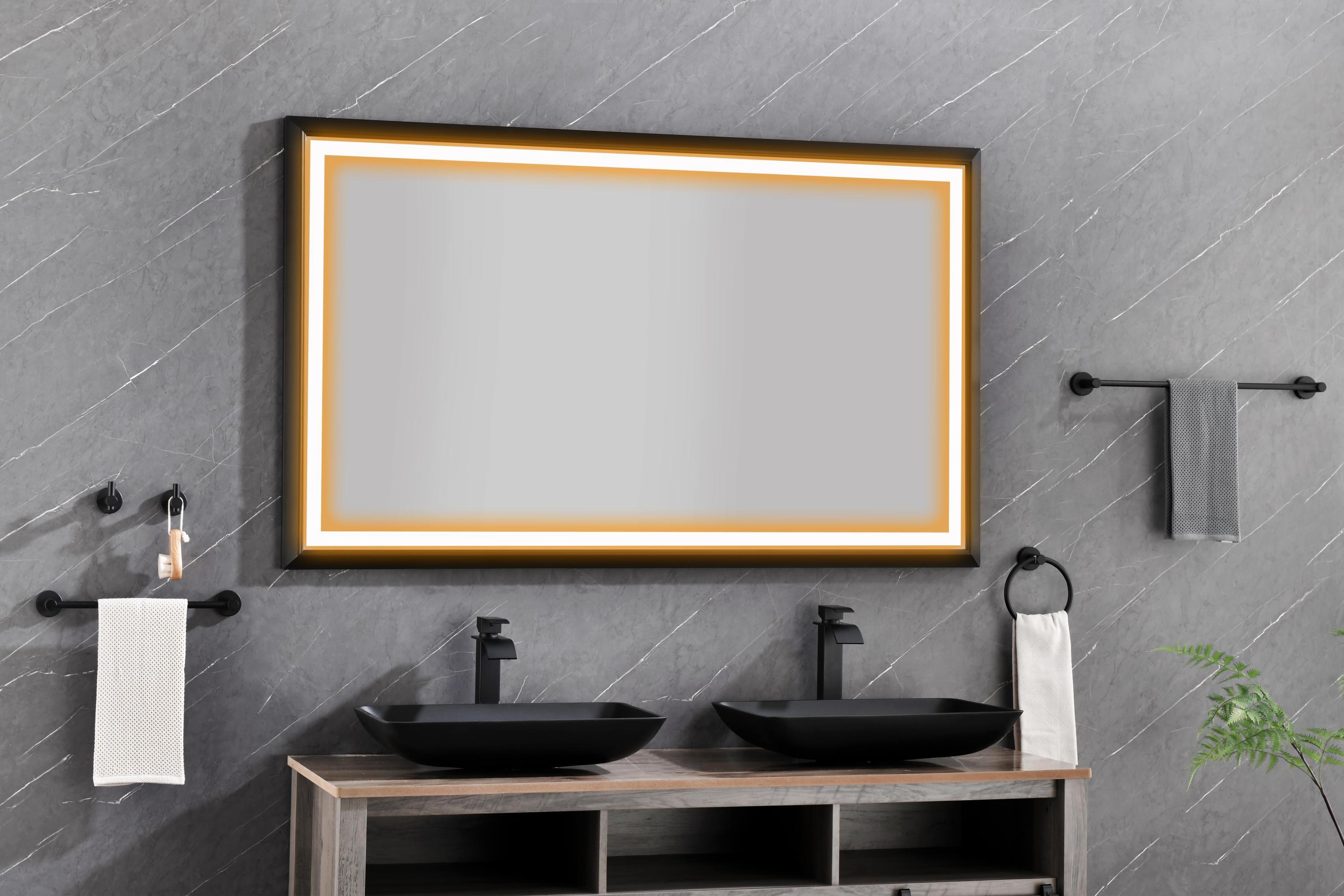 bathroom led mirror is multi-functional and each function is controlled by a smart touch button.
