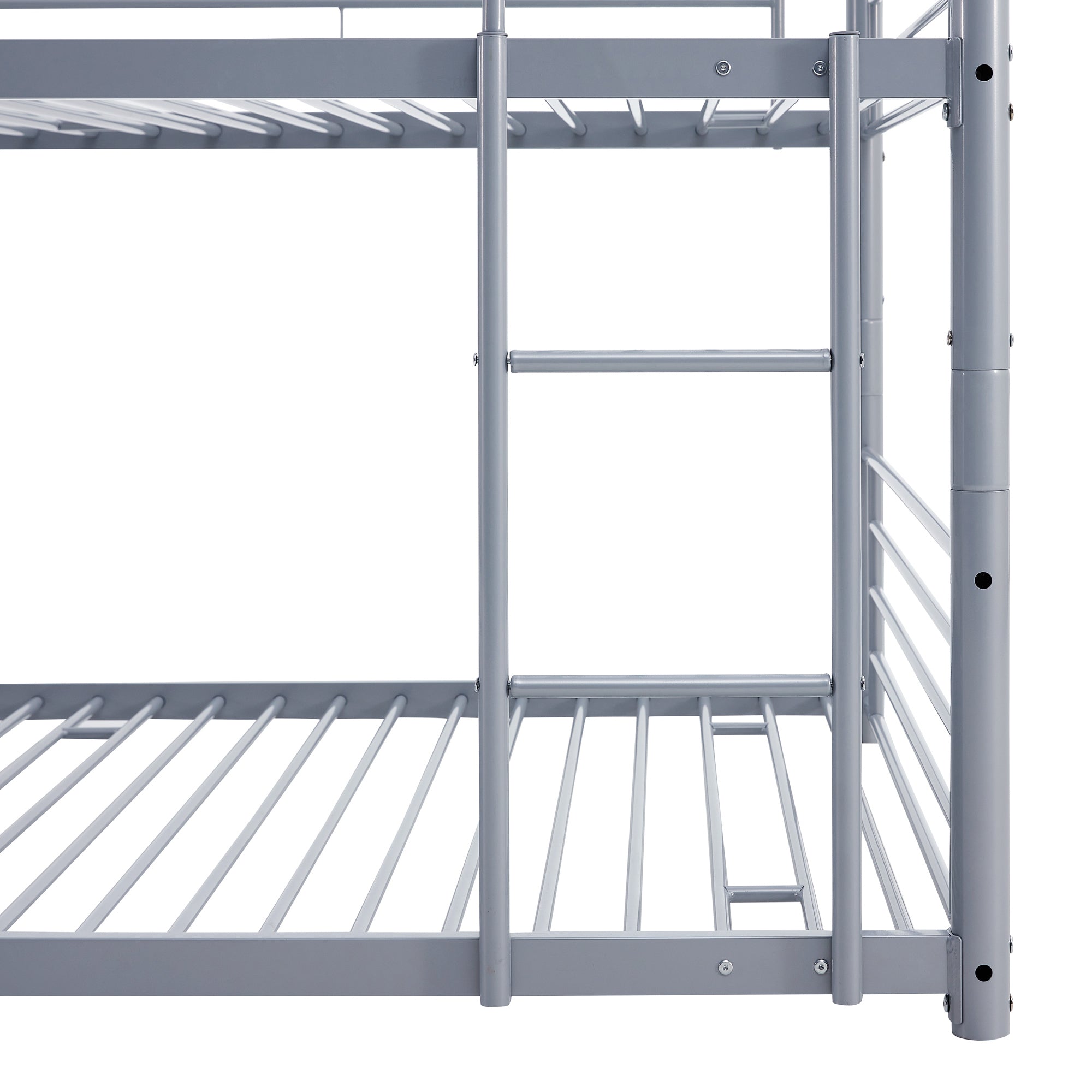Full-Full-Full Metal Triple Bed with Built-in Ladder, Divided into Three Separate Beds,Gray(OLD SKU:LP000297AAE)
