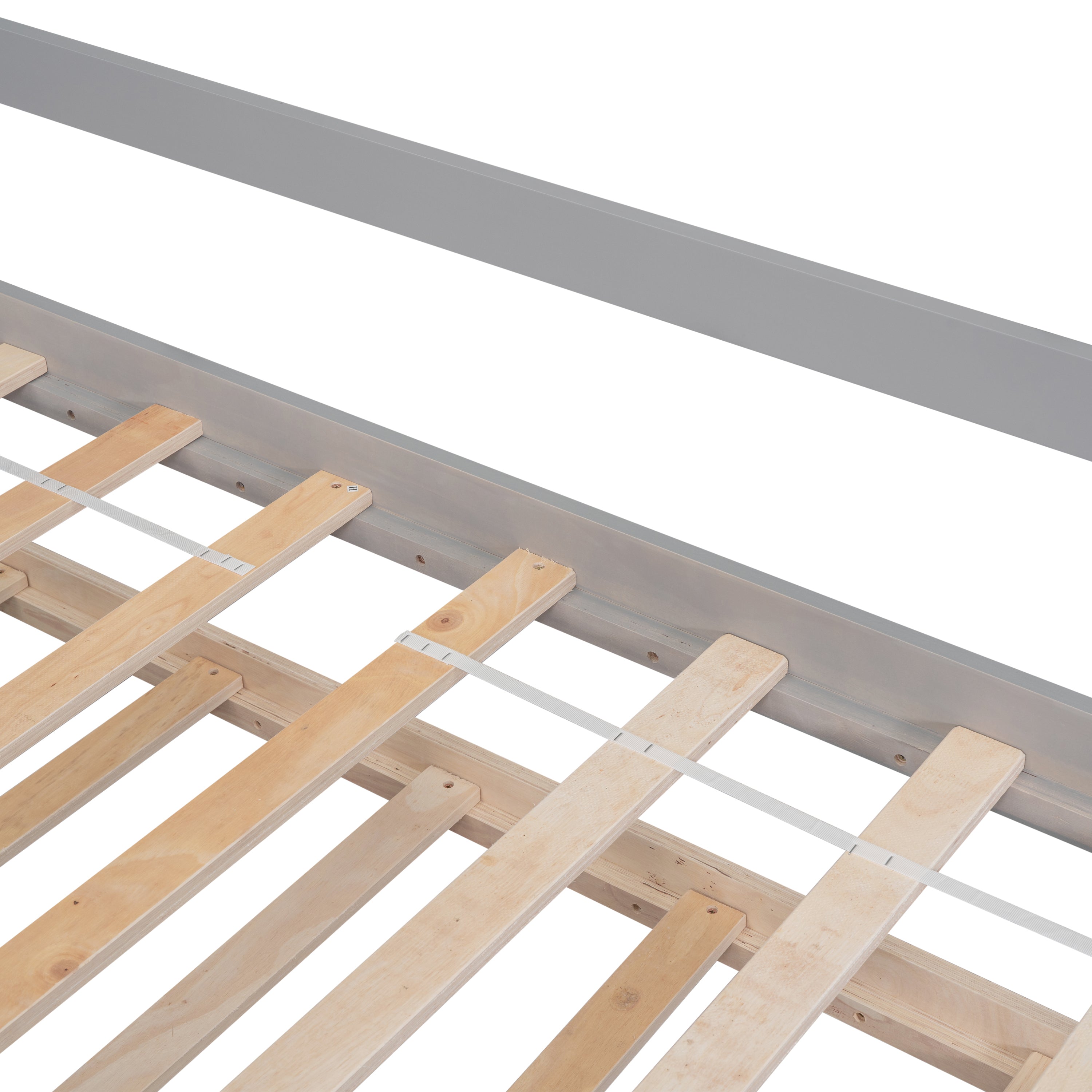 Twin Wooden Daybed with trundle, Twin House-Shaped Headboard bed with Guardrails,Grey