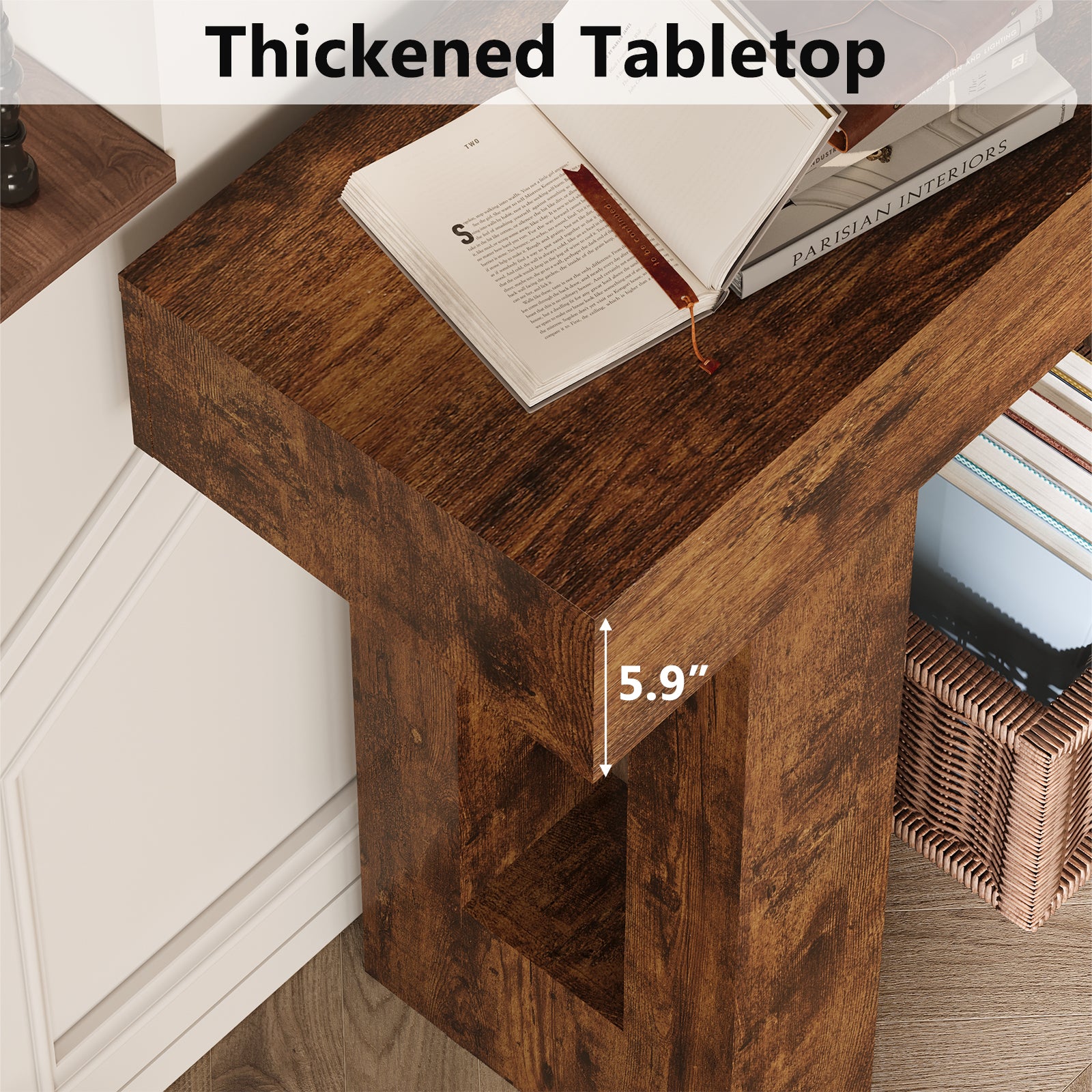 63-Inch Farmhouse Entryway Table for Entrance, Hallway, Living Room