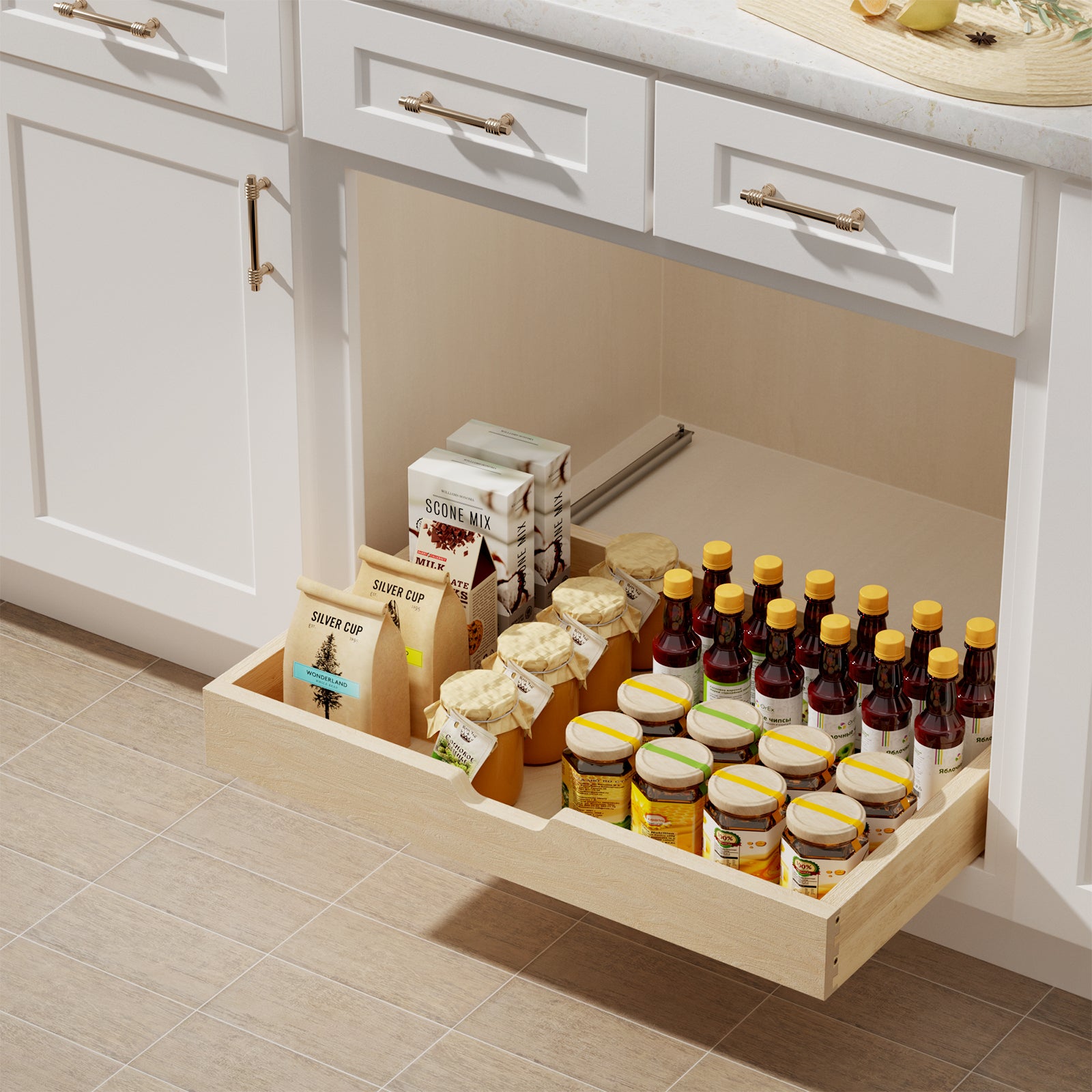 KD-Soft Close Pull Out Cabinet Drawer for Kitchen Cabinets and Pantry