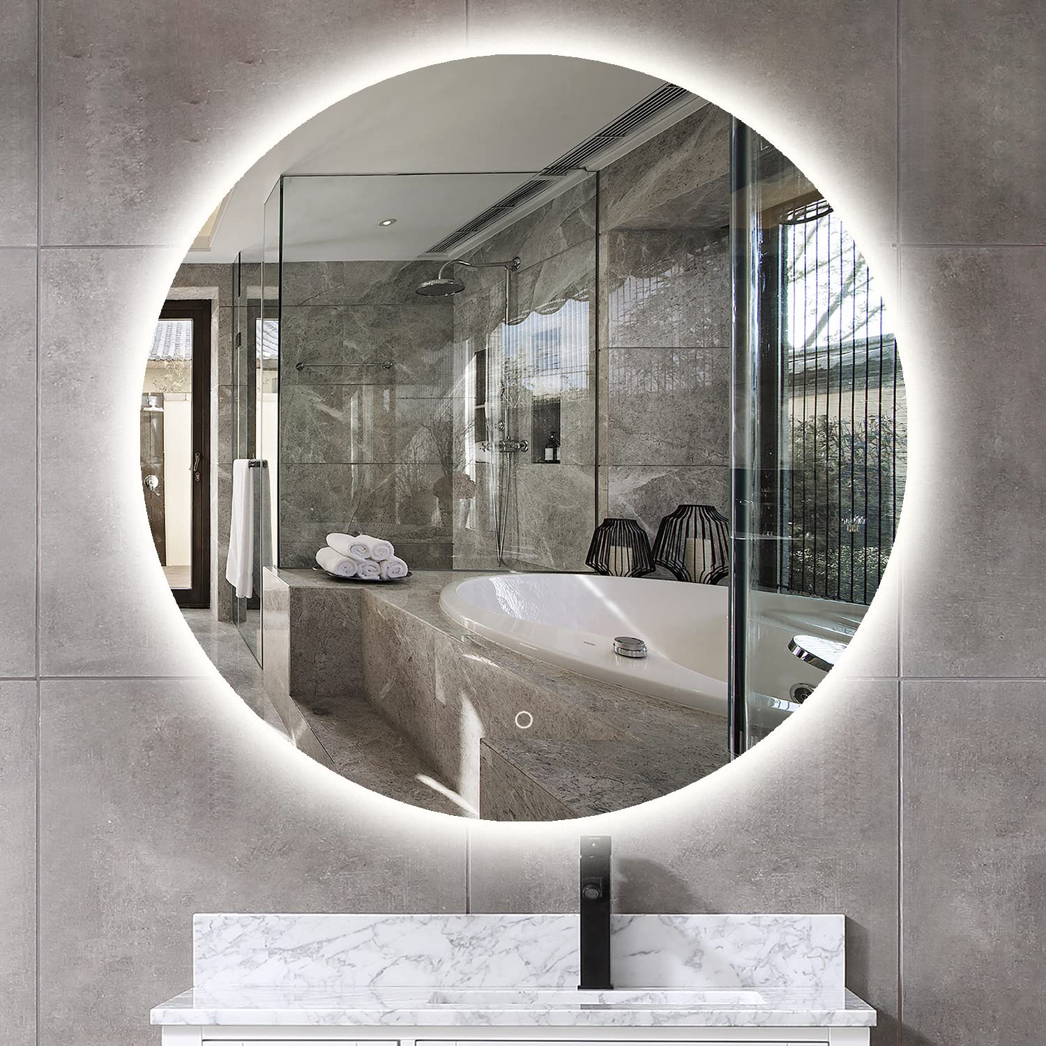 Frameless Non-Frosted Round Led Mirrors for Bathrooms