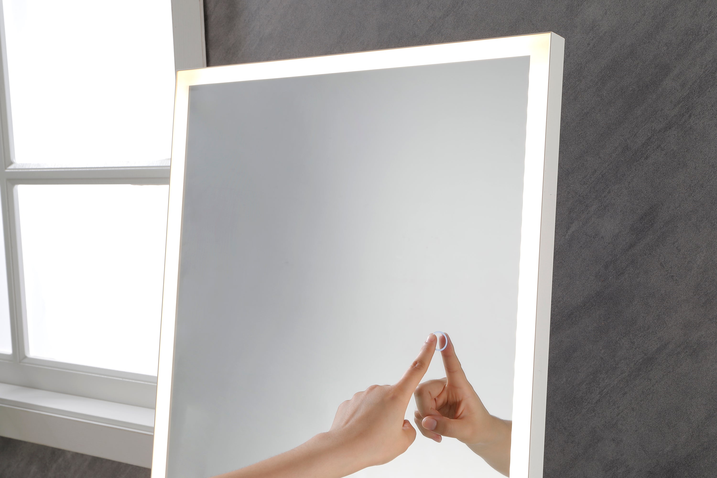 62*20 Full Length Mirror with LED Lights, Free Standing Tall Mirror, Lighted Floor Mirror, Wall Mounted Hanging Mirror, Full Body Mirror w/Dimming & 3 Color Lighting for Bedroom