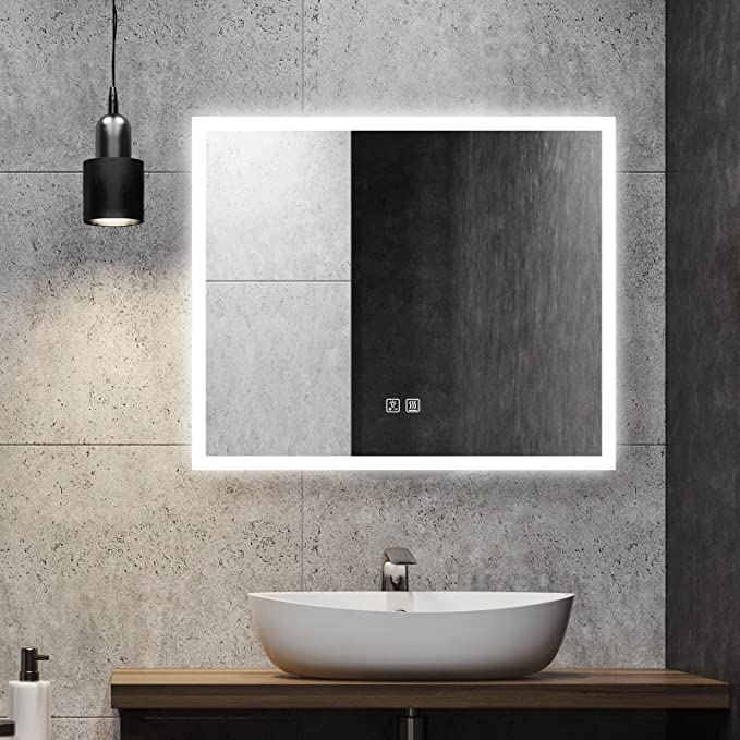 Frameless Rectangular Led Bathrooms Mirrors with Dimmable Lights
