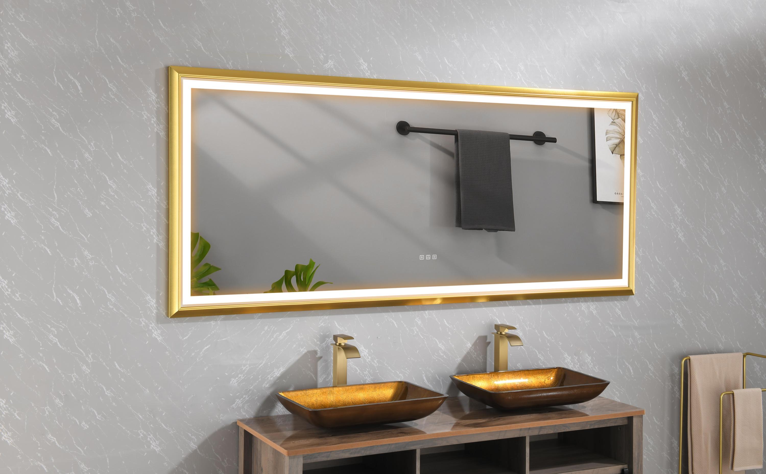 bathroom led mirror is multi-functional and each function is controlled by a smart touch button.