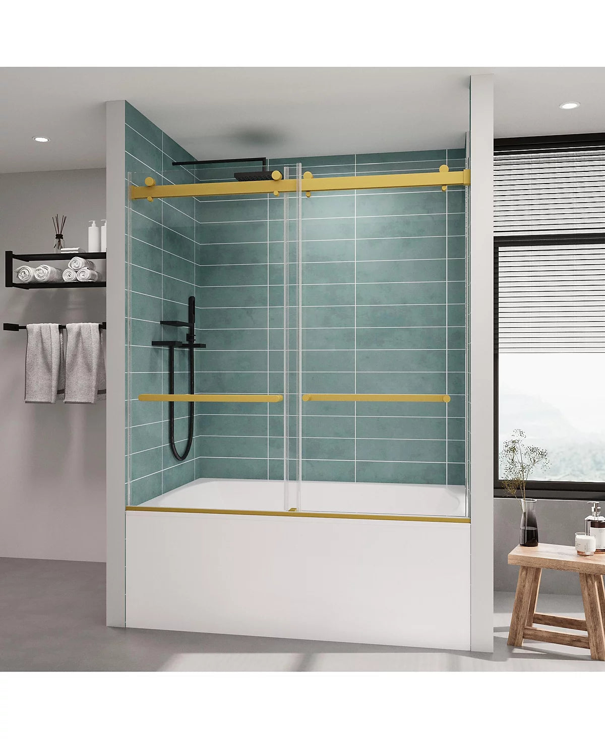 Frameless Bathtub Shower Doors 56-60 W x 60 H