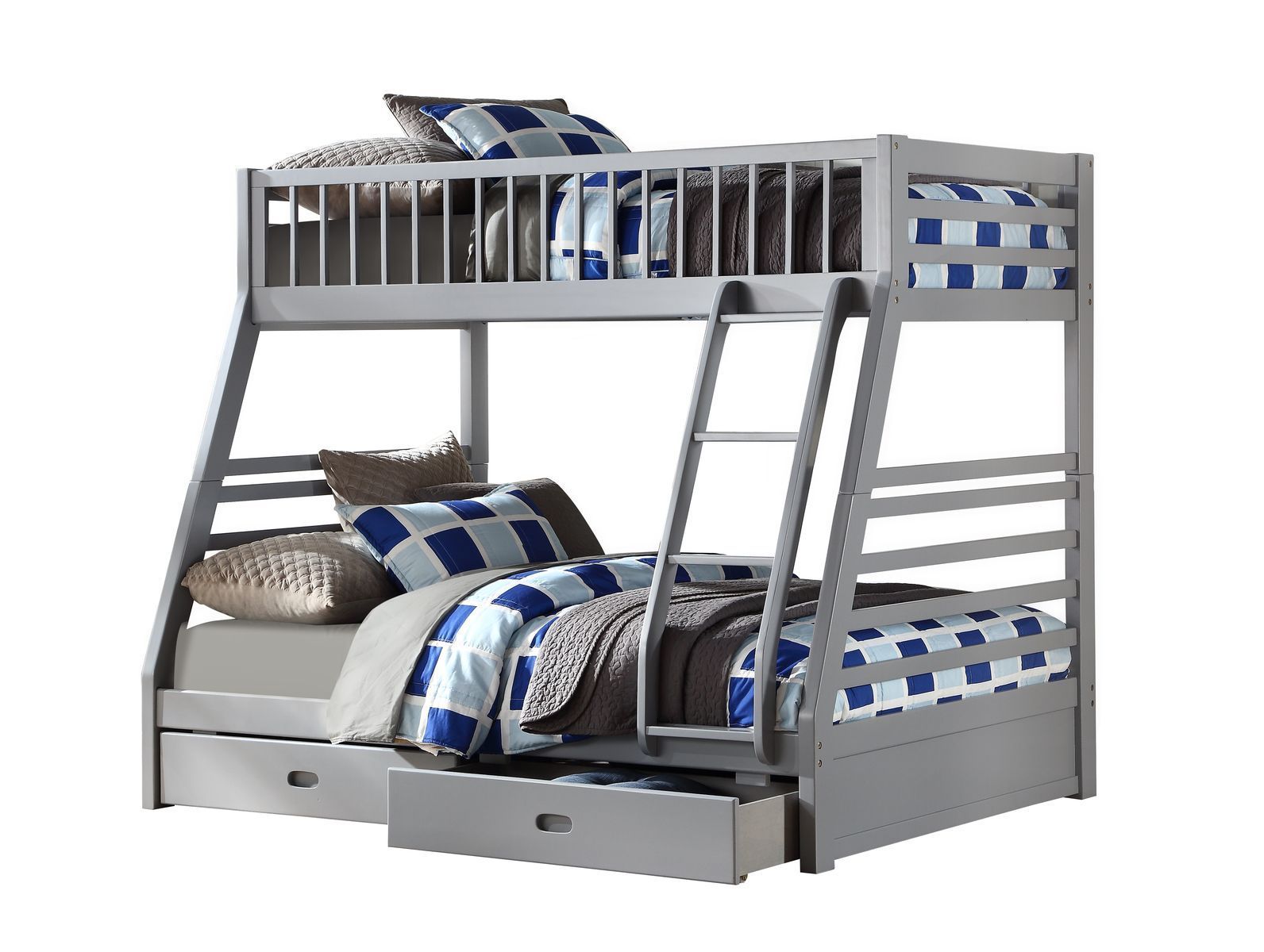 Jason Bunk Bed (Twin/Full & Storage), Gray (1Set/2Ctn) 37840