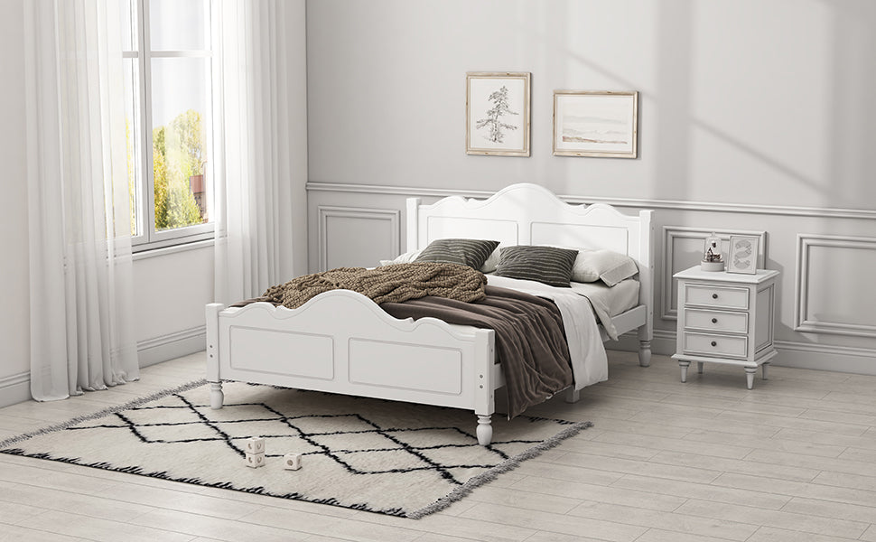 Modern Wooden Platform Bed with Headboard,Queen
