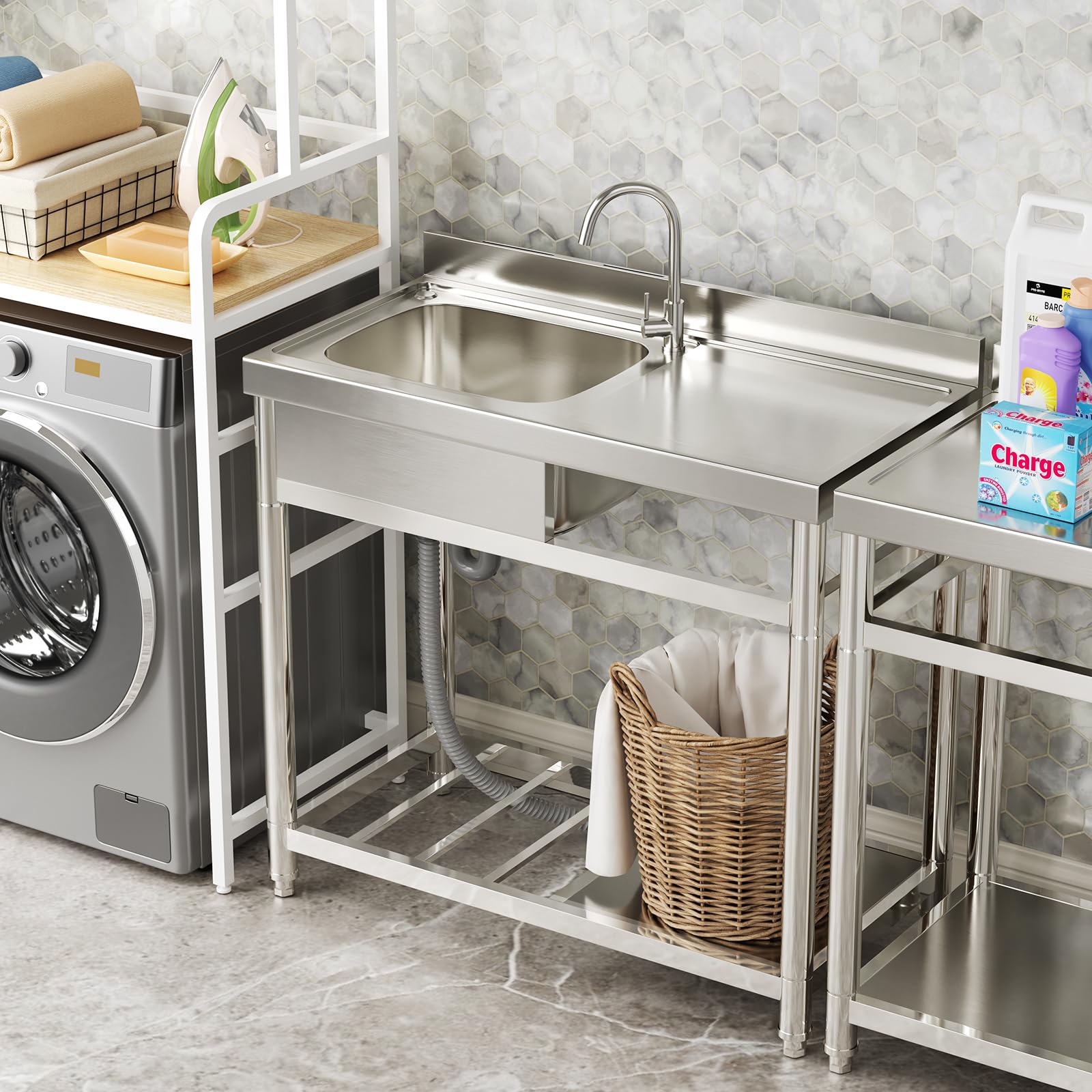 Free Standing Commercial Restaurant Kitchen Sink