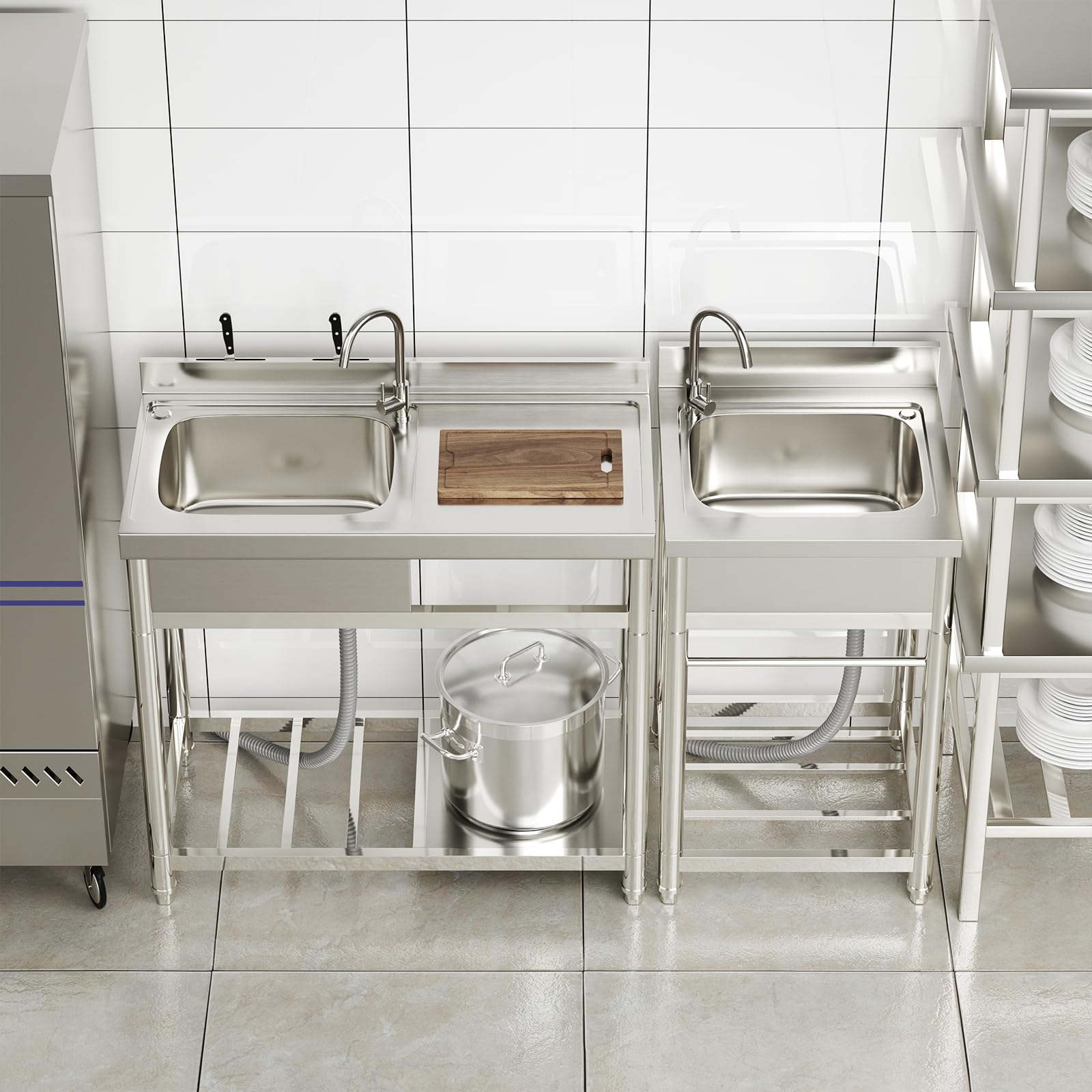 Free Standing Commercial Restaurant Kitchen Sink