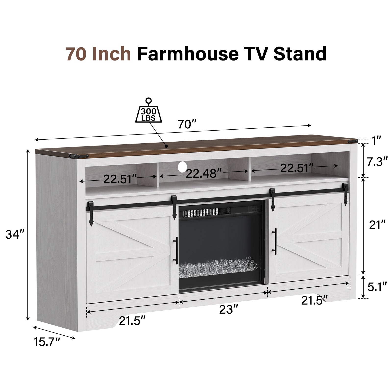 70 in. Freestanding Electric Fireplace TV Stand in white with 16-RBG Color Lights for TVs up to 80 in.