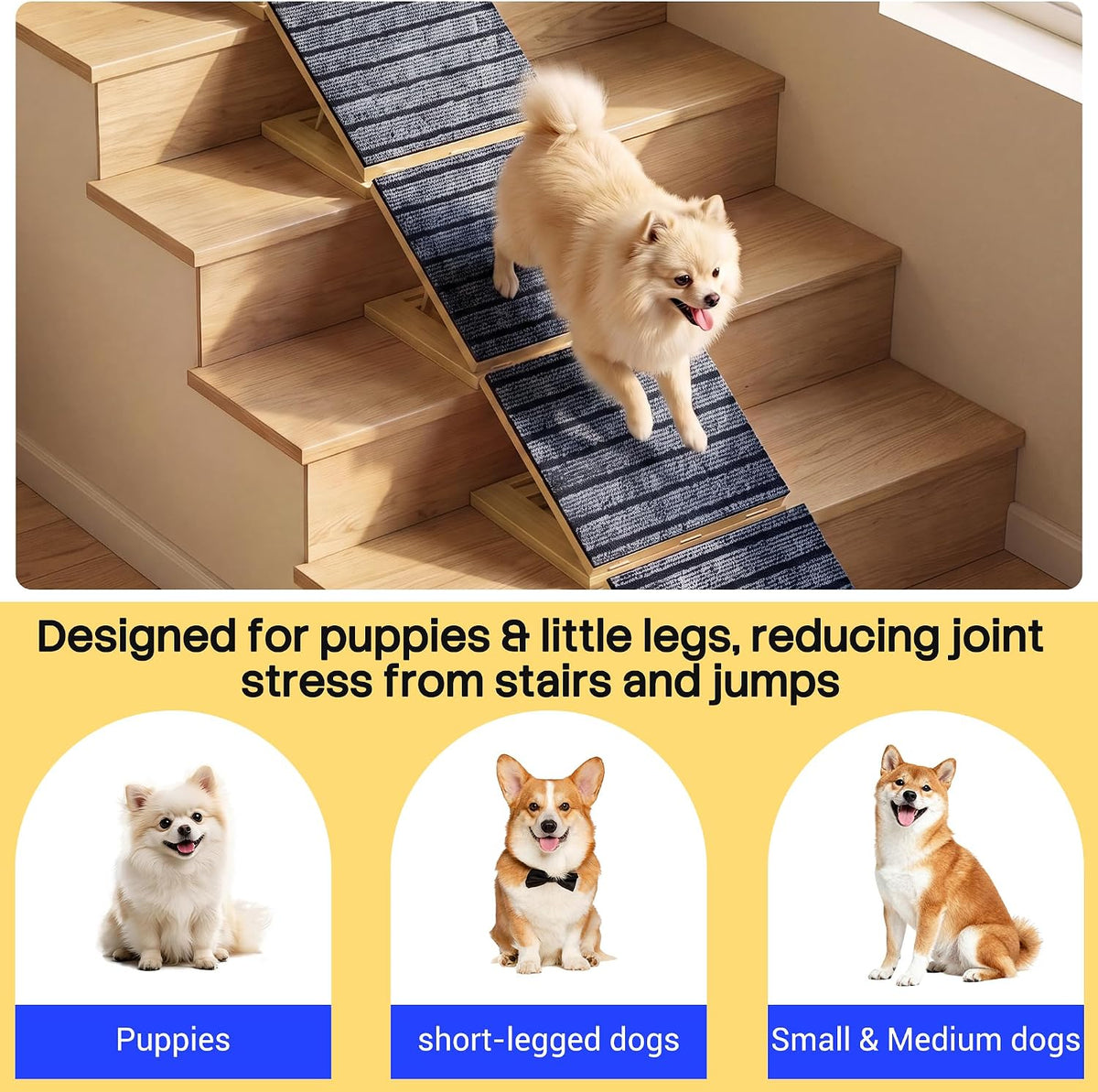 Dog Ramp for Stairs, Non-Slip Pet Ramp for Indoor Stairs for Small Dog 7 Pack
