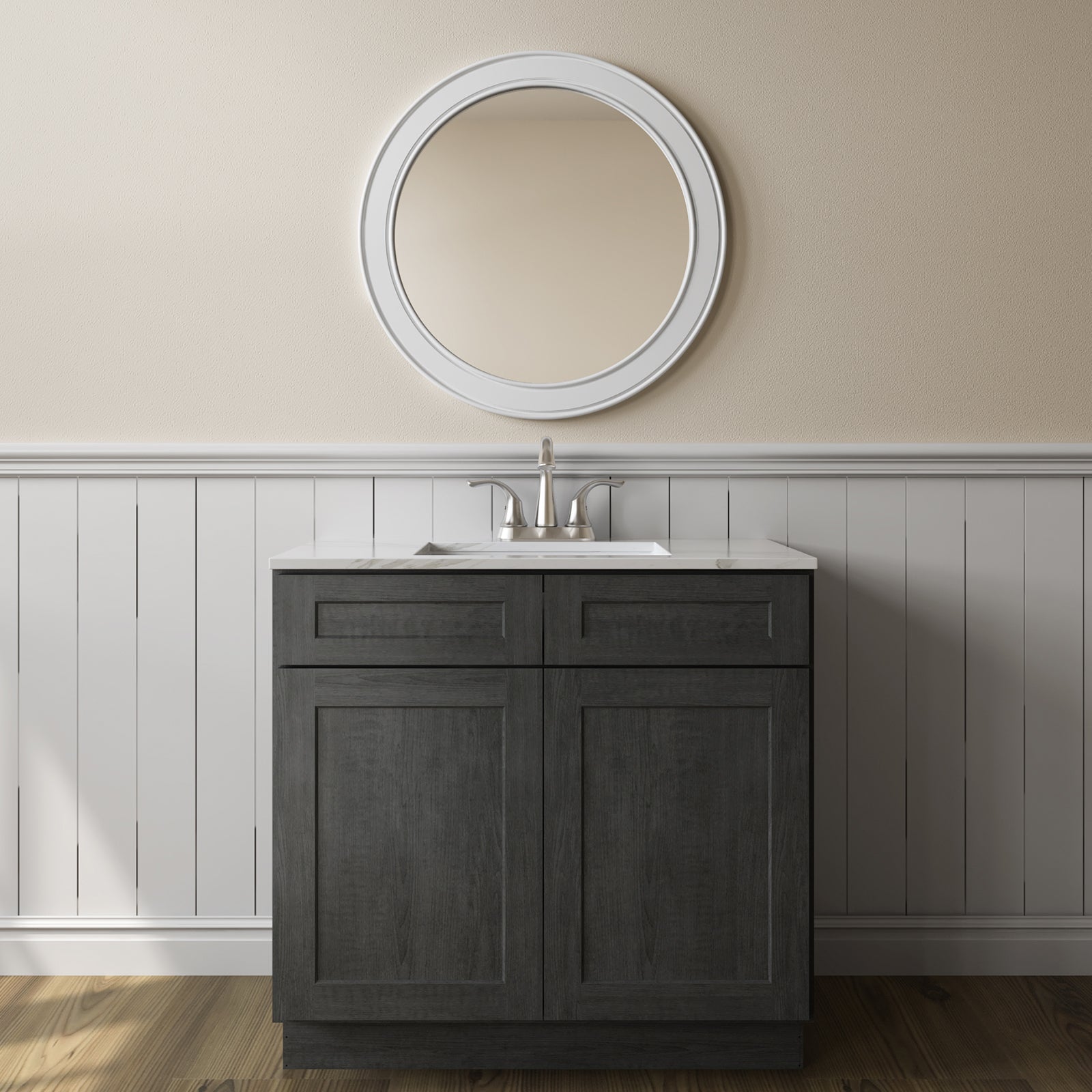 24"D*30"W*34.5"H Birch Solid Wood Sink Base Kitchen Cabinet SB30