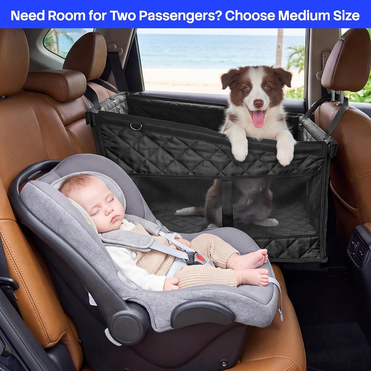 Black Dog Car Seat Extender, Hard Bottom Dog Hammock for Cars,SUV Medium