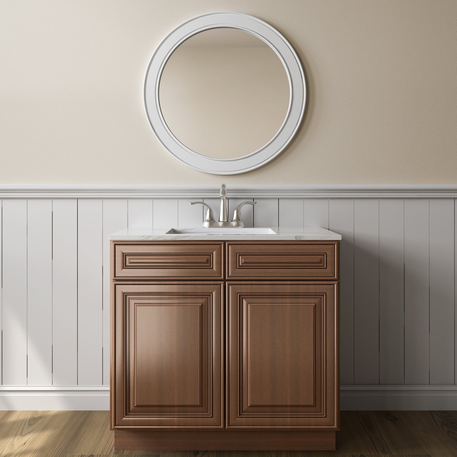 24"D*36"W*34.5"H Birch Solid Wood Sink Base Kitchen Cabinet SB36