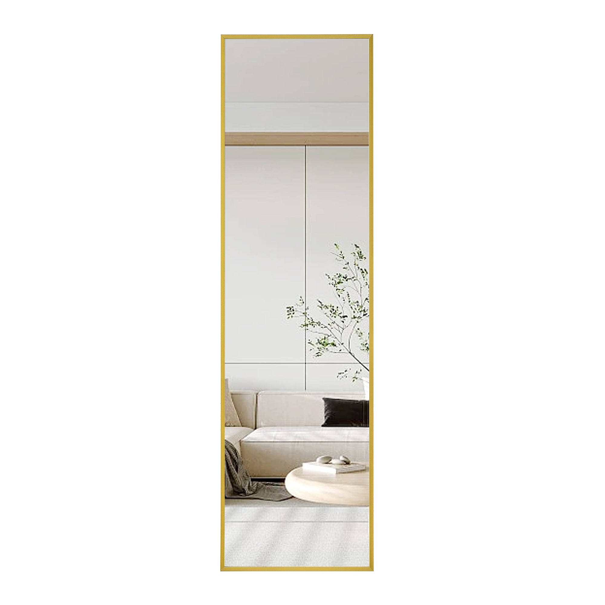 Aluminum alloy metal frame wall mounted full body mirror, bathroom makeup mirror, bedroom entrance, decorative mirror, quality upgrade, 59 "* 15.7"