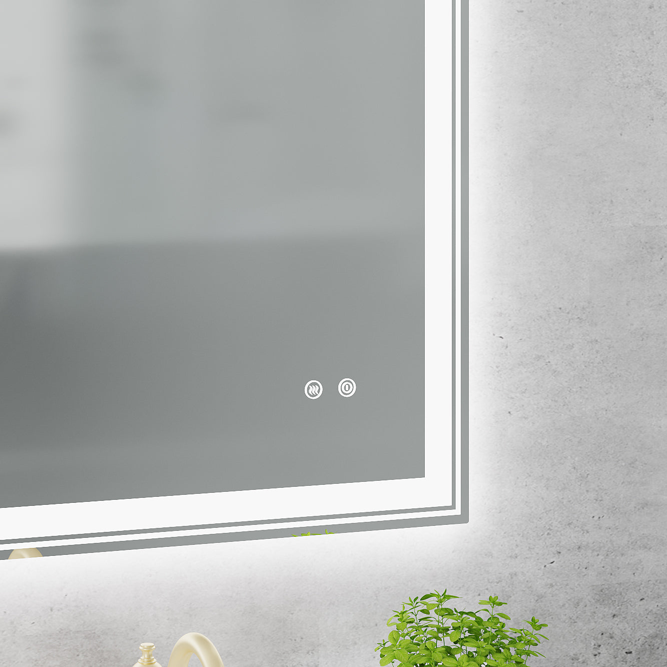 LED-Lit bathroom mirror, wall mounted anti-fog memory Adjustable Brightness front and back light Rectangular Vanity mirror