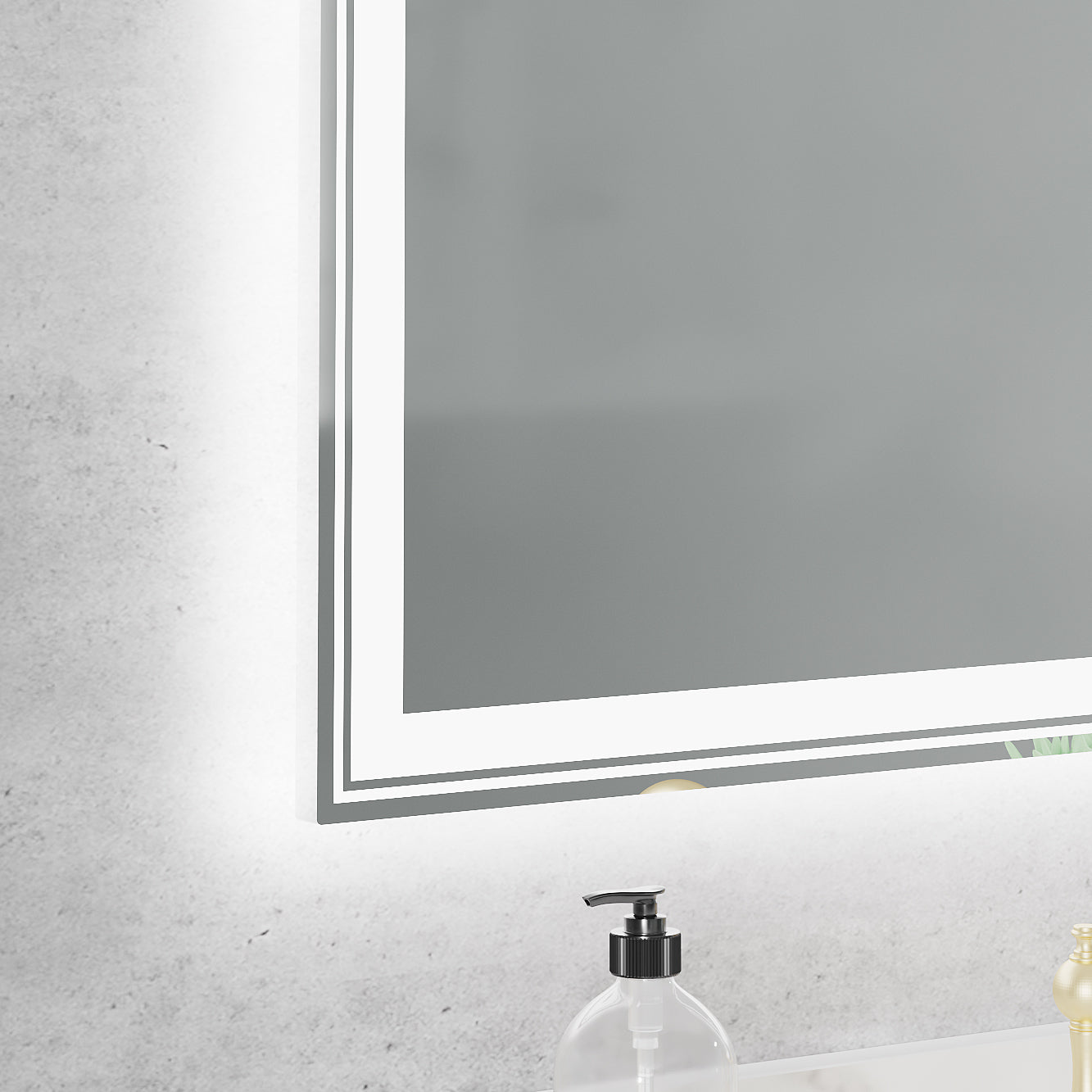 LED-Lit bathroom mirror, wall mounted anti-fog memory Adjustable Brightness front and back light Rectangular Vanity mirror