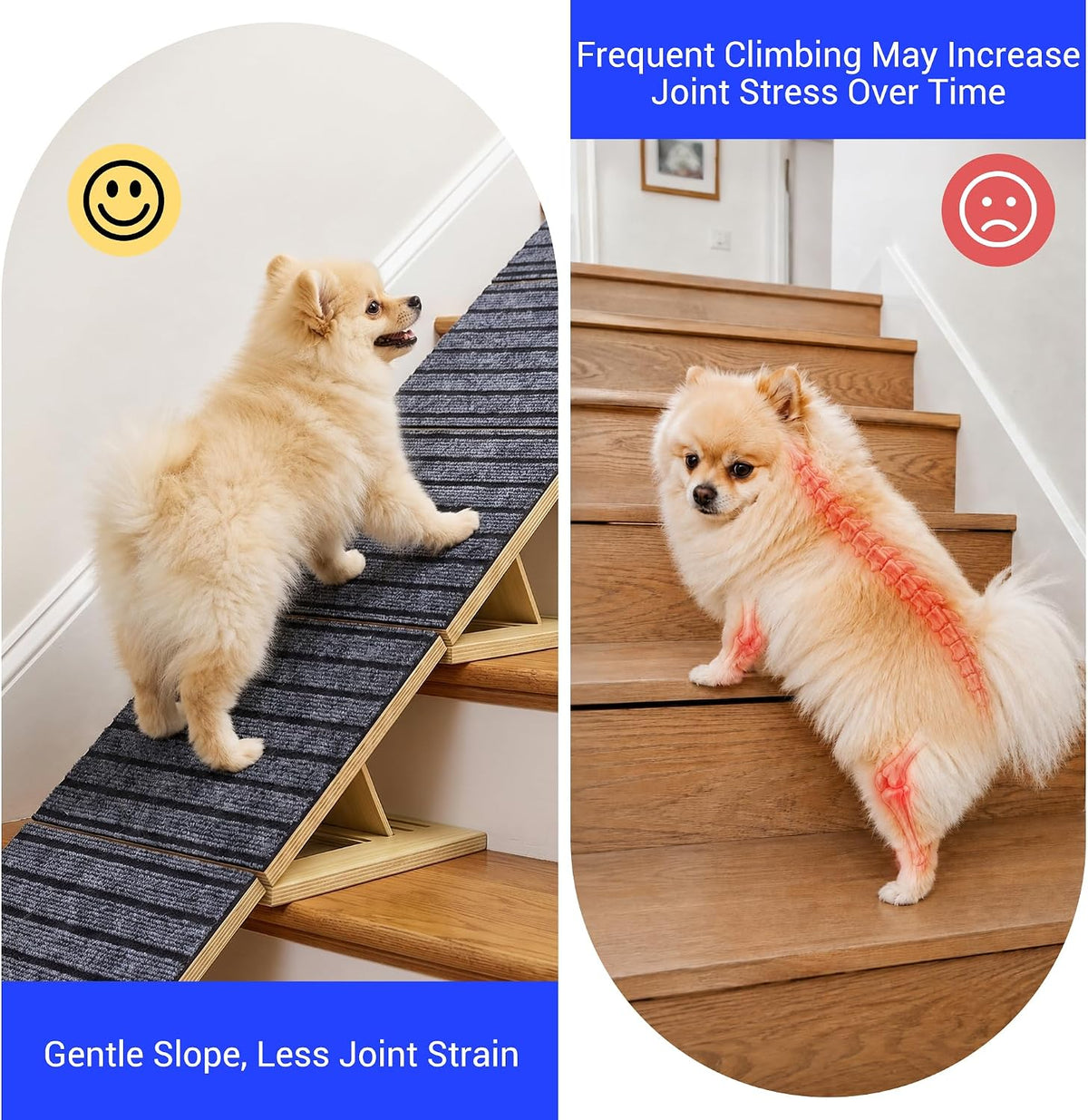 Dog Ramp for Stairs, Non-Slip Pet Ramp for Indoor Stairs for Small Dog 7 Pack