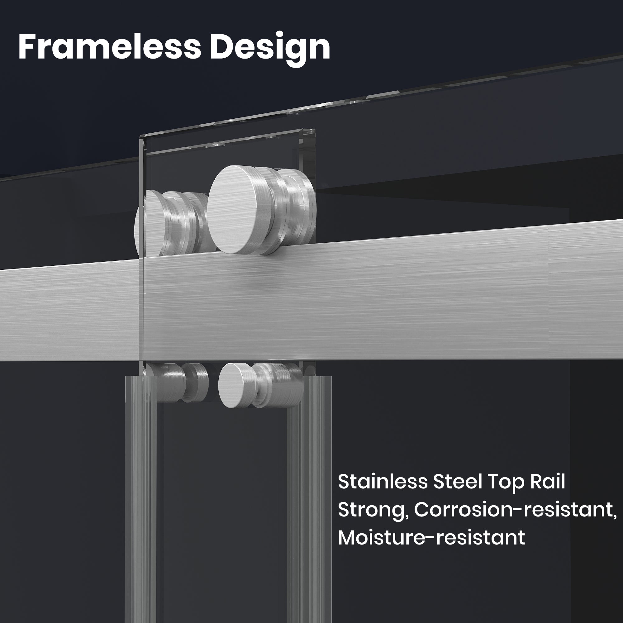 56 to 60'' W x 76'' H Frameless Shower Door, Double Sliding Shower Door with Premium 1/4" (6mm) Thick Tempered Glass, Stainless Steel, Matte Black 30340058BF-Black-hsq