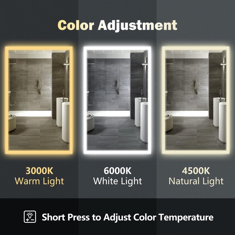 Frameless Rectangular Led Bathrooms Mirrors with Dimmable Lights