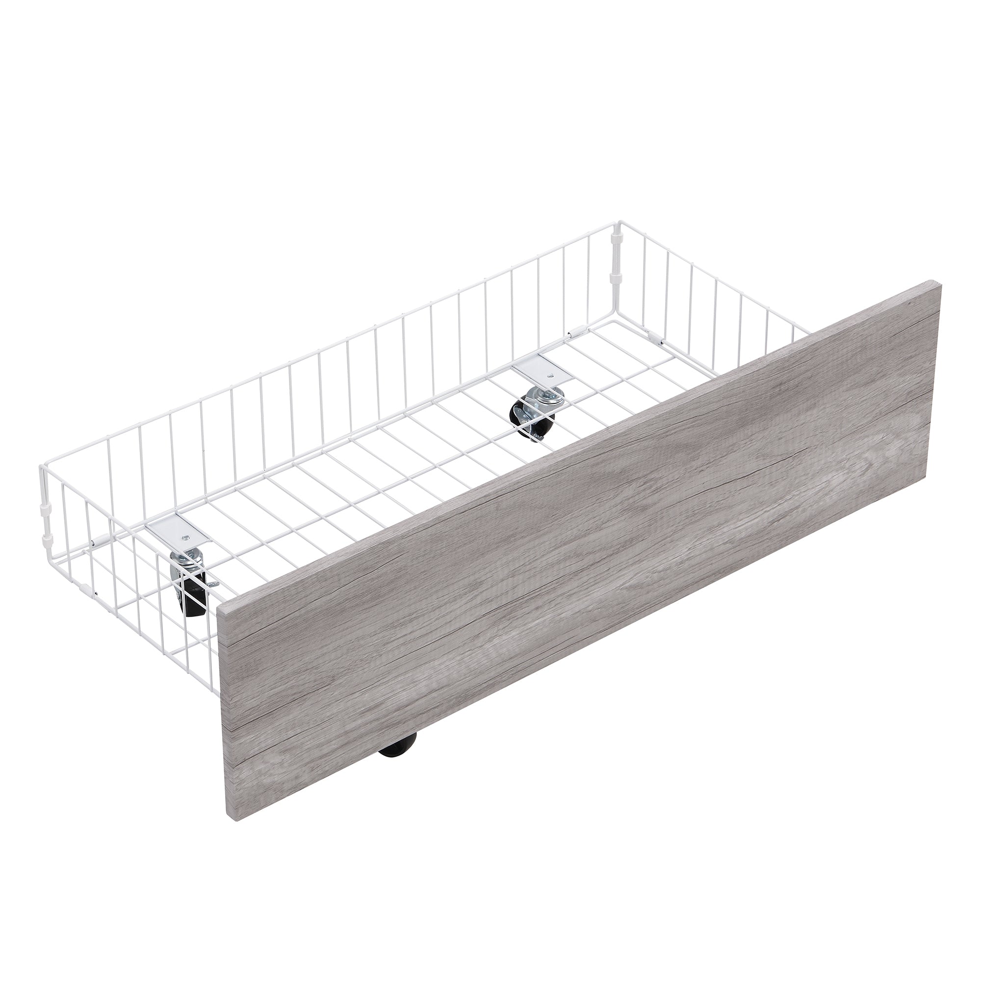 Twin Size Metal Platform Bed with MDF Headboard and Footboard,Two Storage Drawers and Rotatable TV Stand,White
