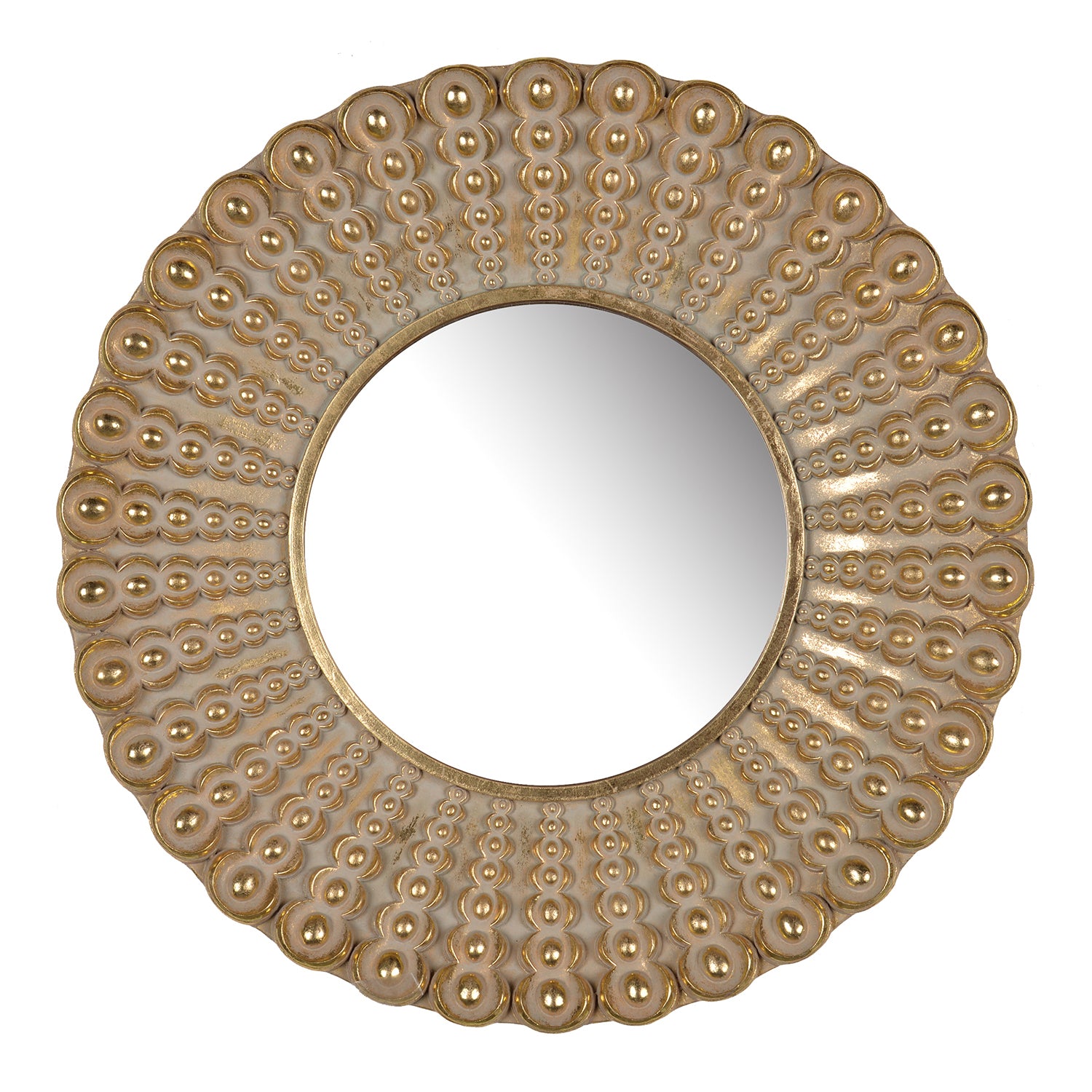 18.5" Transitional Beaded Sunburst Mirror, Round Accent Wall Mirror for Living Room, Entryway, Bathroom, Office, Foyer