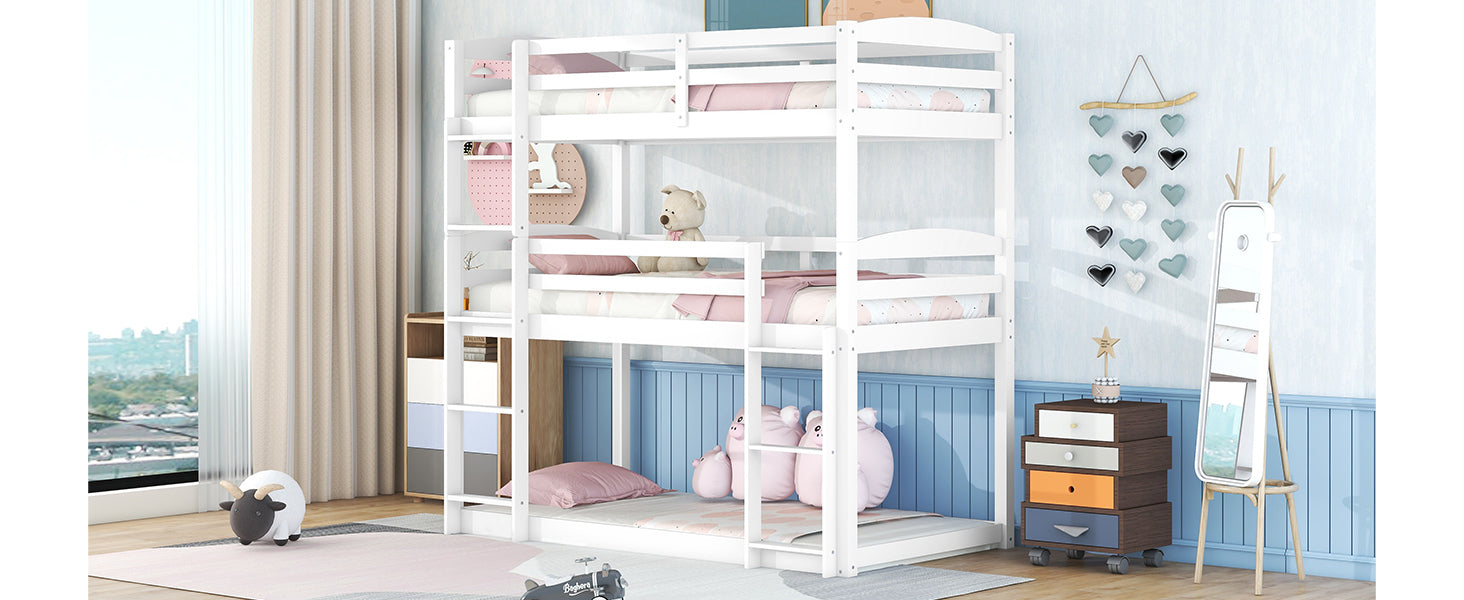 Twin over Twin over Twin Triple Bunk Bed,White
