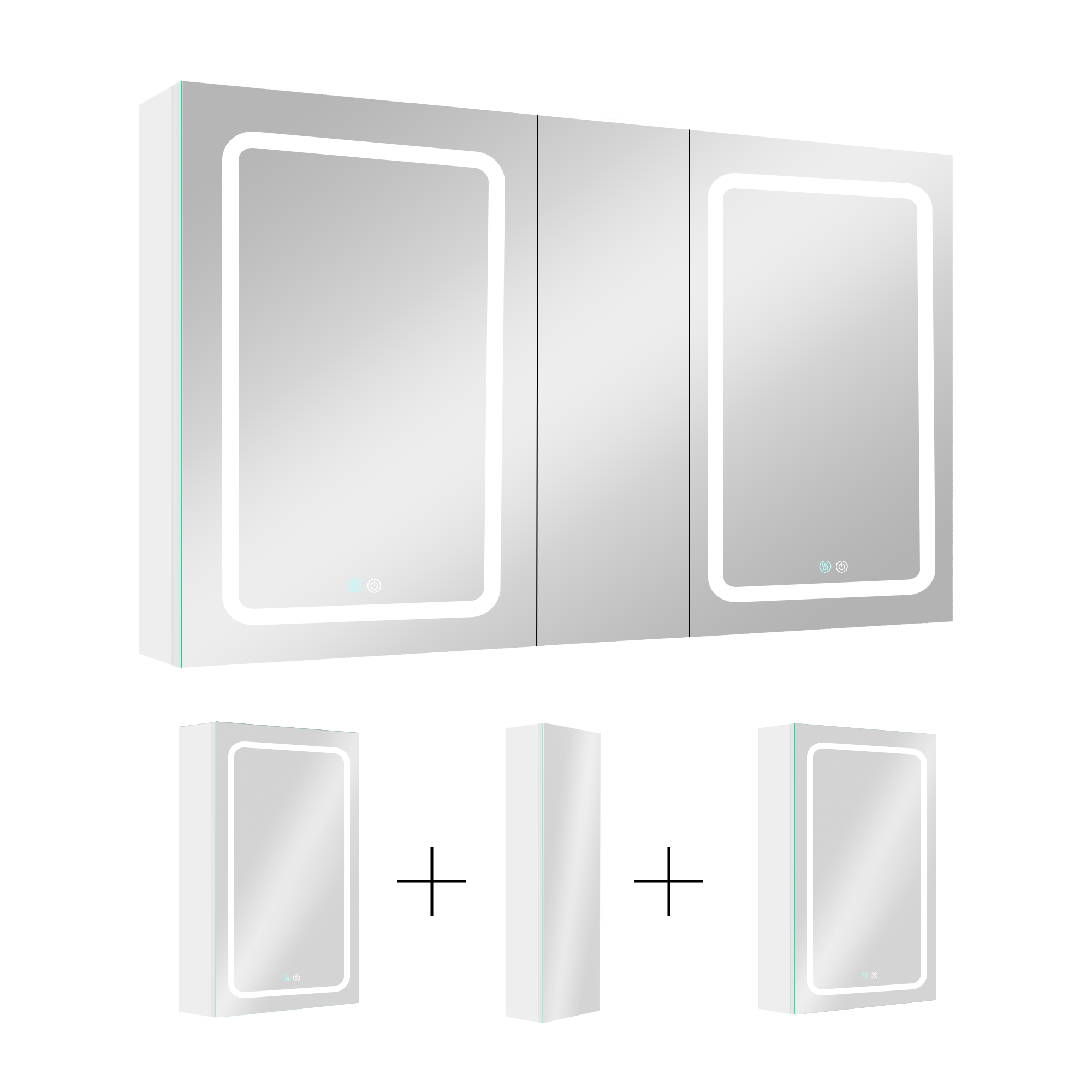 50x30 Inch LED Bathroom Medicine Cabinet Surface Mount Double Door Lighted Medicine Cabinet, Medicine Cabinets for Bathroom with Mirror Defogging, Dimmer White