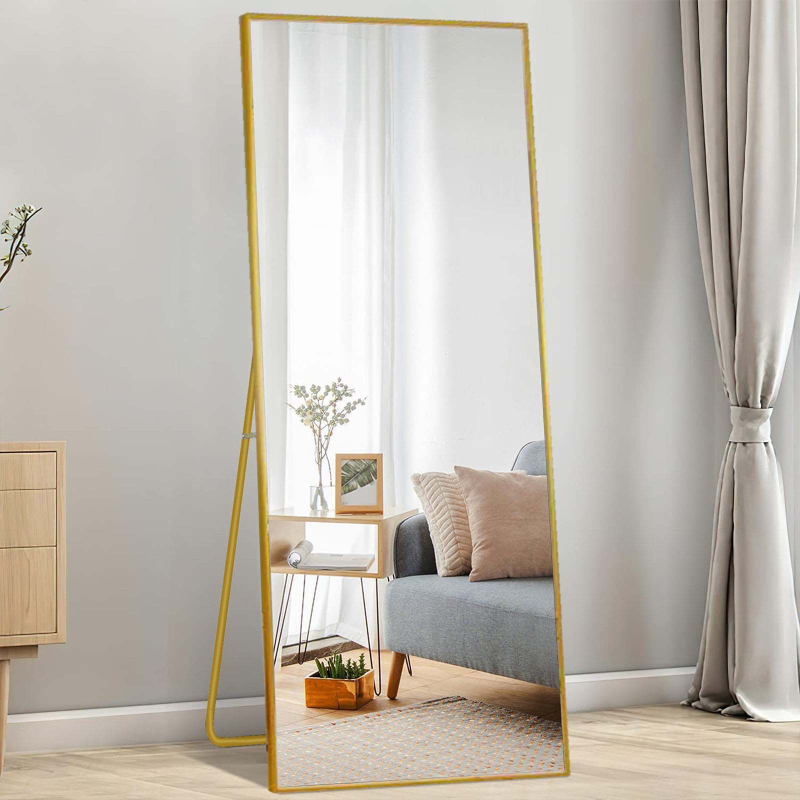 Full Length Mirror 65''x22'' Floor Mirror Full Body Mirror Rectangle Standing Mirror for Bedroom, Living Room, Gold