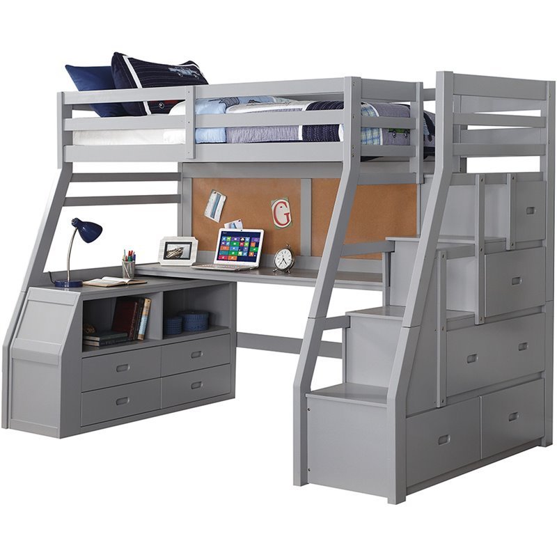 Jason II Loft Bed & Ladder in Gray 37445