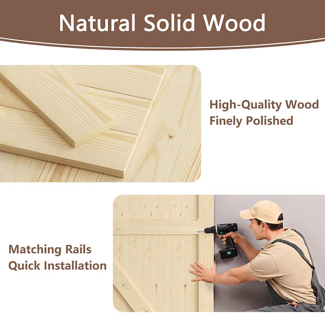 Sliding Barn Doors withHardware Kit Wood Unfinished Solid Pine Barn Doors with Track Kit