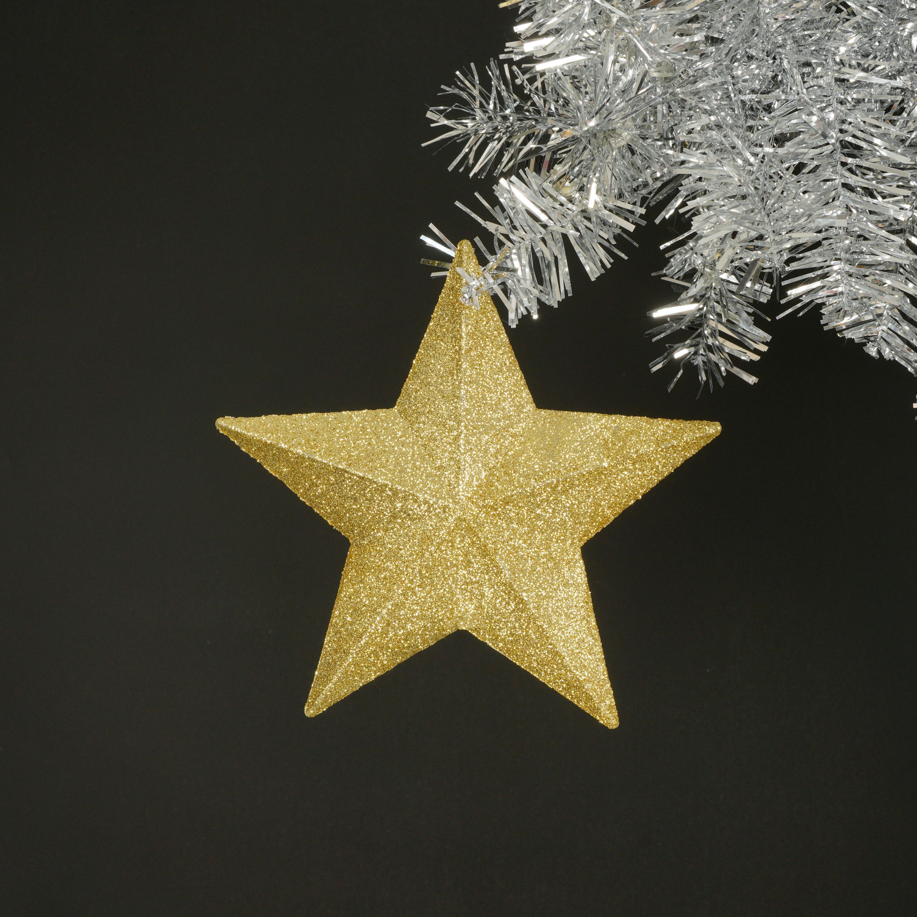 6 FT Fir Bent Top Christmas Tree, Artificial Christmas Tree With Gold Star, 900 Silver Branch Tips, 300 Colorful LED Lights With 8 Flashing Ways