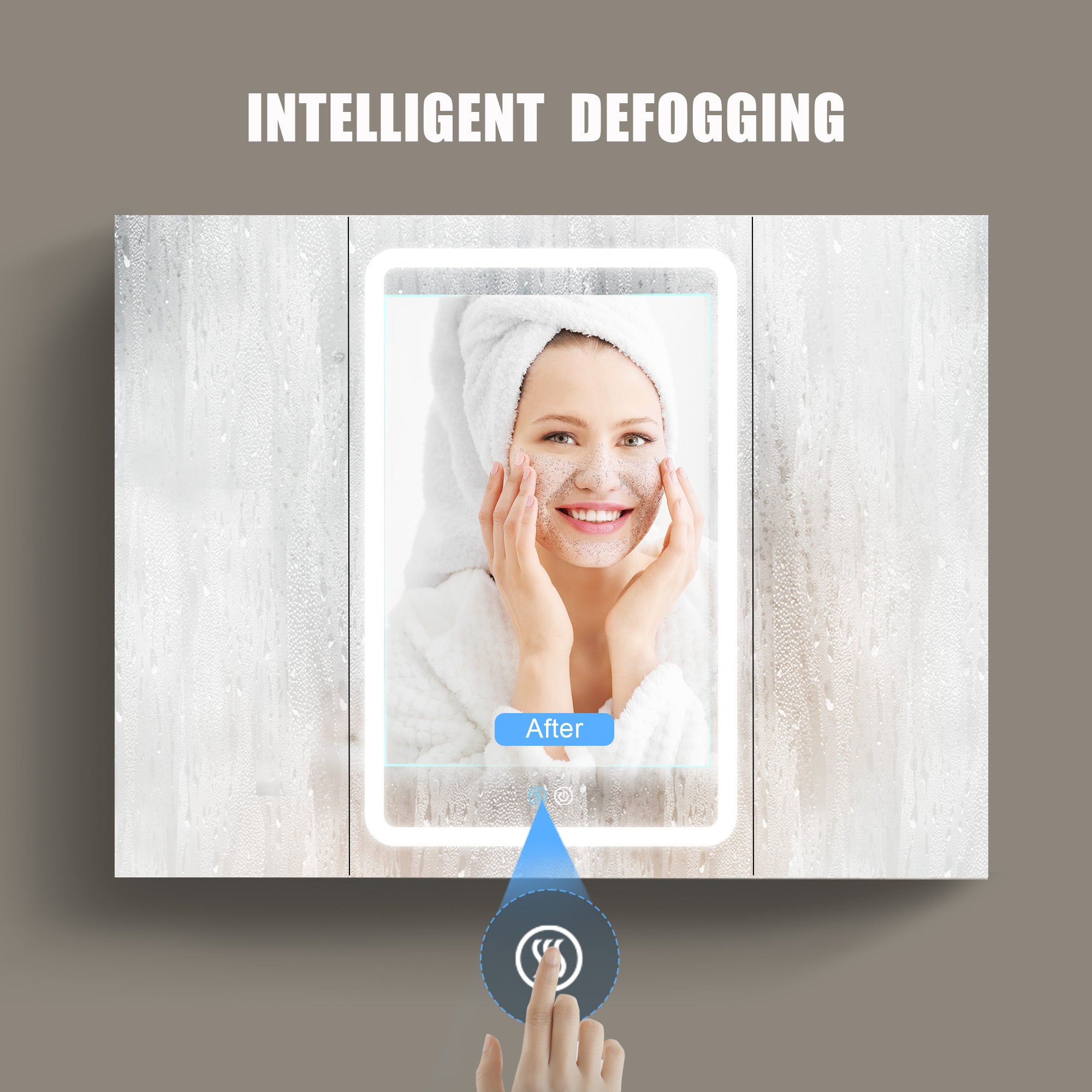 40x30 Inch LED Bathroom Medicine Cabinet Surface Mount Double Door Lighted Medicine Cabinet, Medicine Cabinets for Bathroom with Mirror Defogging, Dimmer White