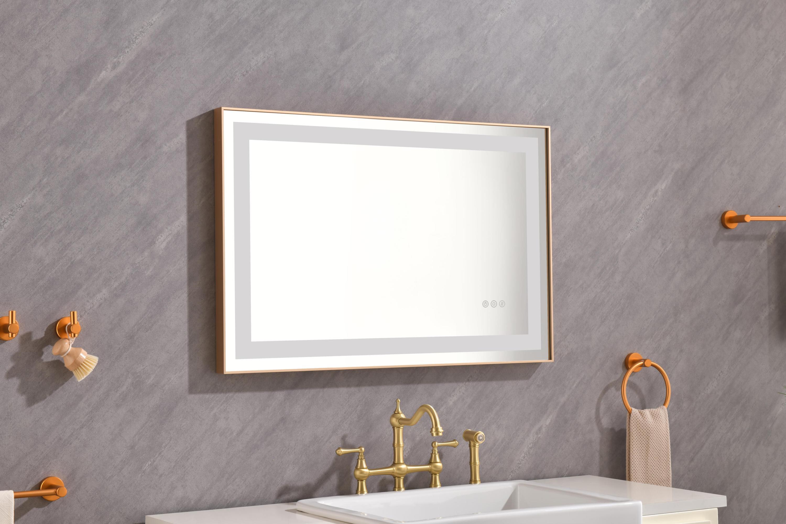 36*24 LED Lighted Bathroom Wall Mounted Mirror with High Lumen+Anti-Fog Separately Control