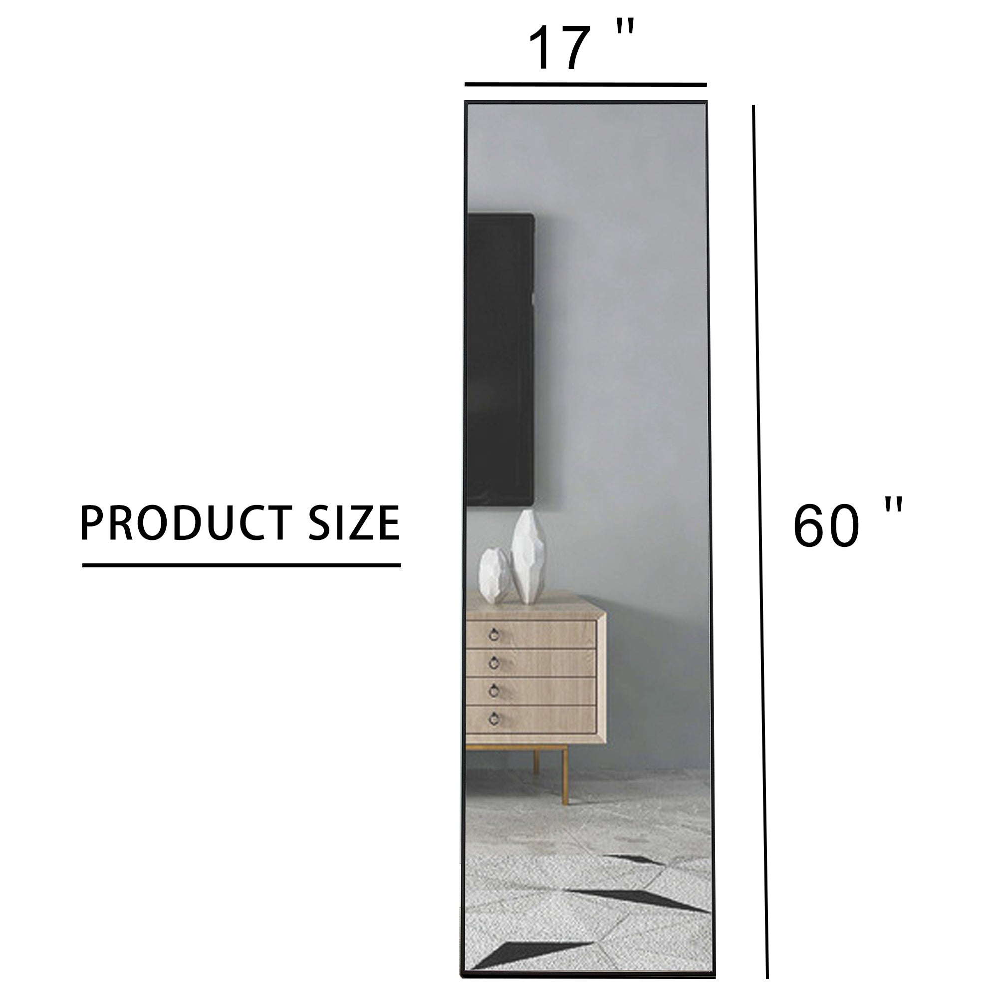Black Solid Wood Frame Full-length Mirror, Dressing Mirror, Bedroom Home Porch, Decorative Mirror, Clothing Store, Floor Mounted Large Mirror, Wall Mounted.